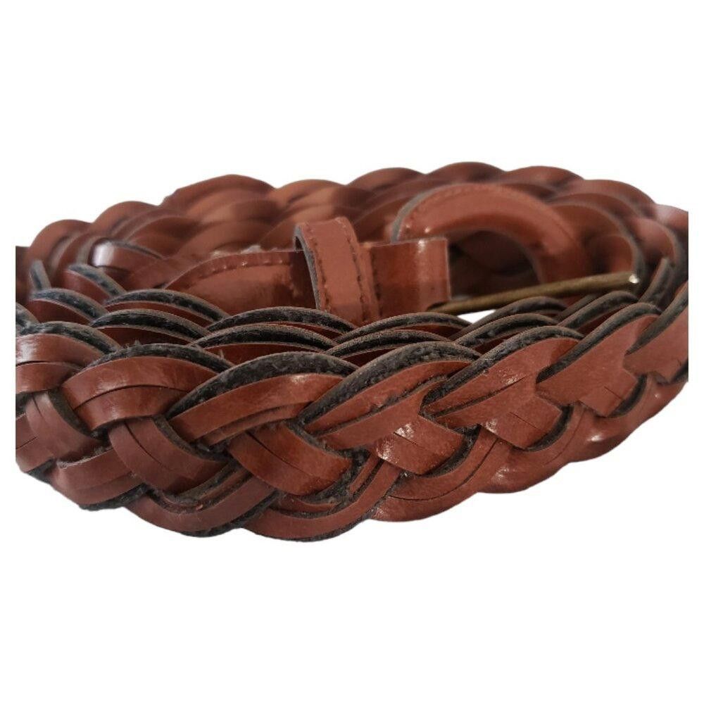 Designer Vintage Ladies Brown Braided Leather Belt Size 18/20 Size ONE SIZE - 2 Thumbnail