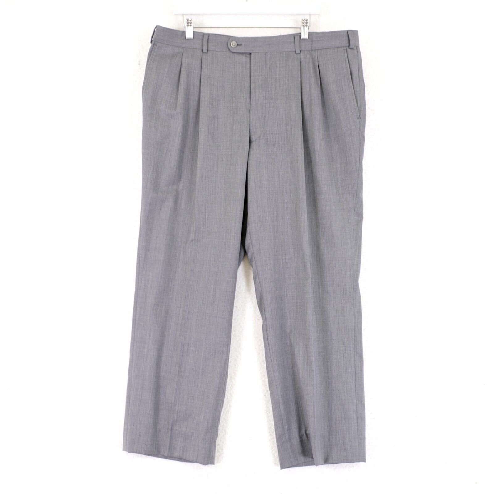 Vintage DAMAGED Unbranded Gray Pleated Cuffed Wool 39/29 Dress Pants Size 38R - 1 Thumbnail