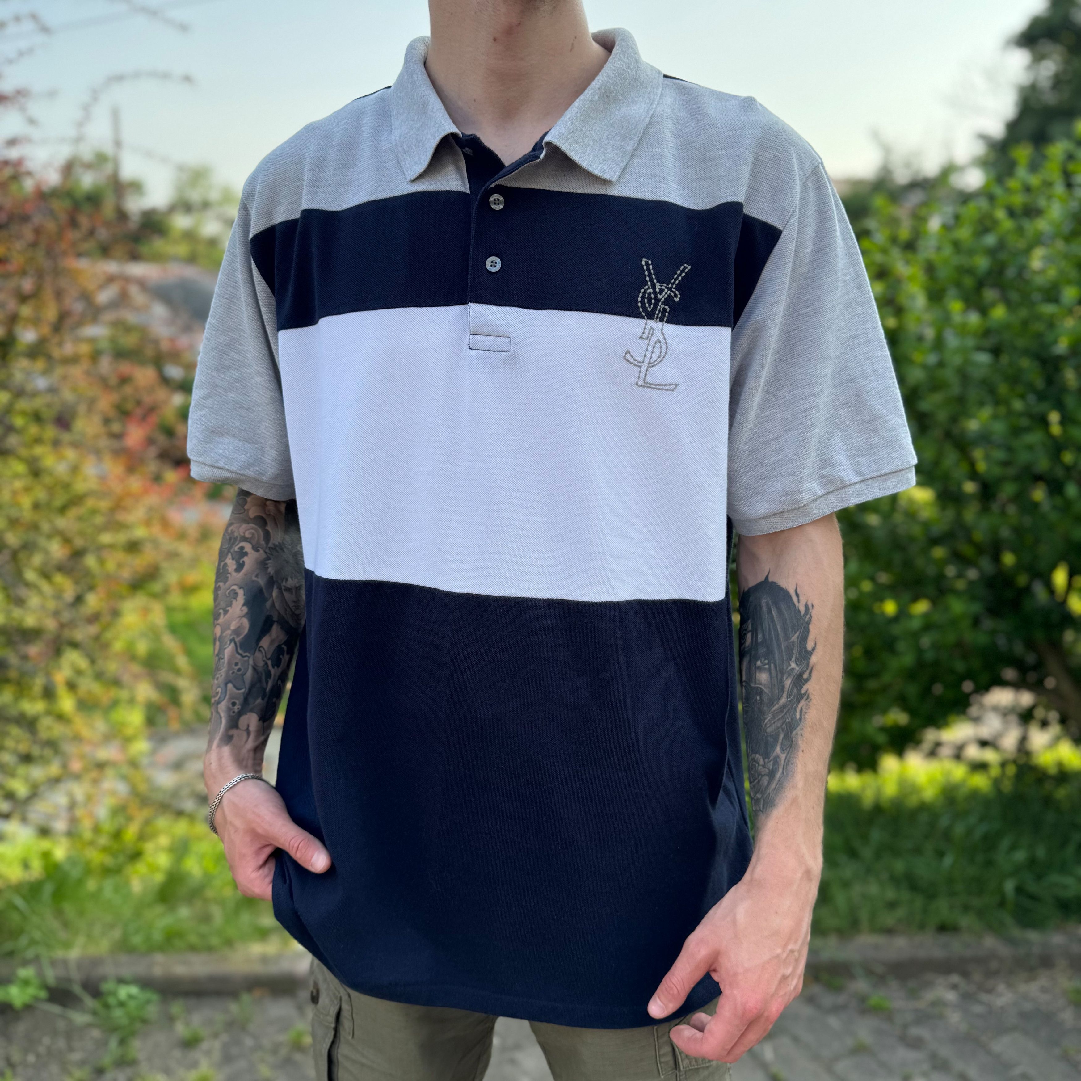 Yves Saint Laurent YVES SAINT LAURENT YSL POLO T-SHIRT RARE VINTAGE BIG LOGO Size US XXL / EU 58 / 5 - 1 Thumbnail