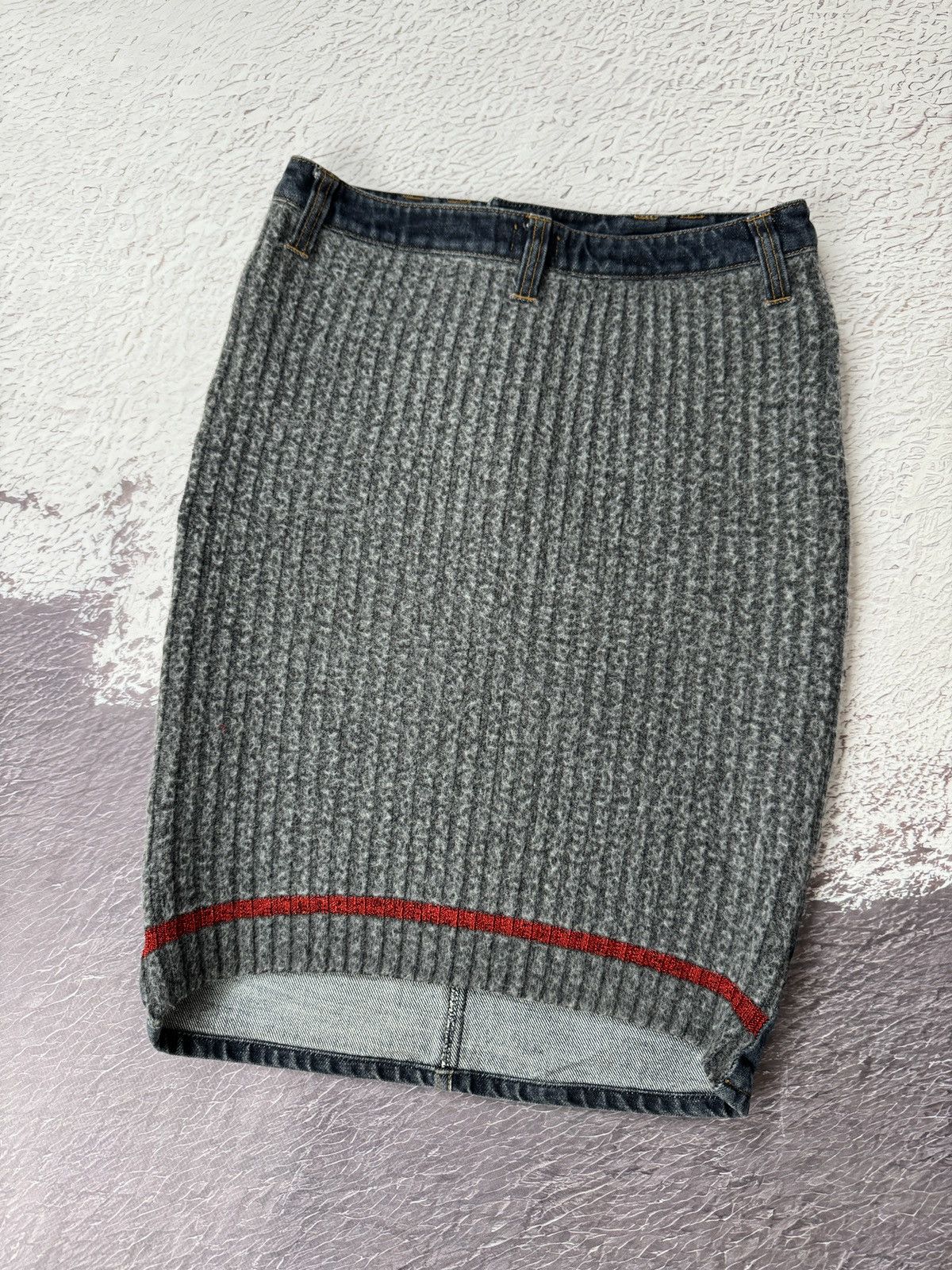 Dolce & Gabbana Dolce & Gabbana blue denim grey wool midi skirt Size 30" / US 8 / IT 44 - 3 Thumbnail