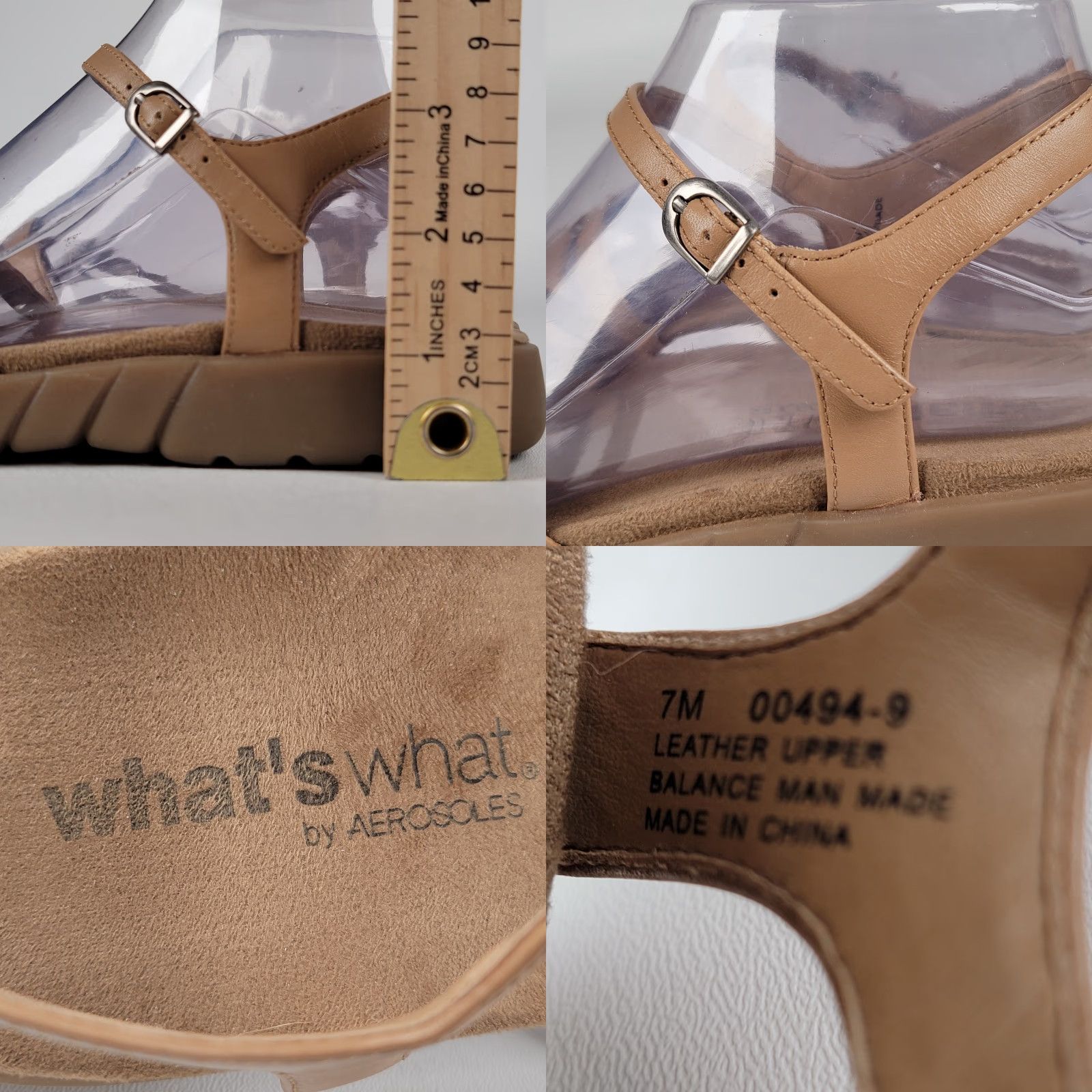 Vintage Aerosoles Sandal Womens Flat Sandals Brown Leather Elastic Slip On Comfort Size 7 Size US 7 / IT 37 - 8 Thumbnail