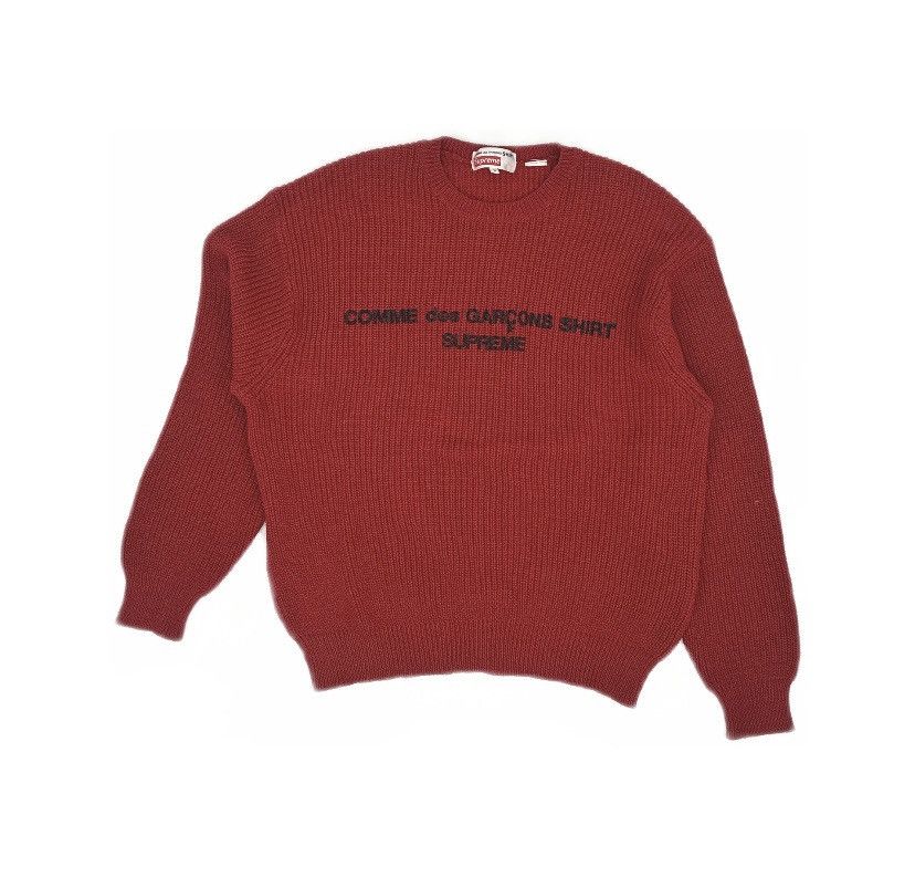 Comme des Garcons Supreme FW18 Supreme Comme Des Garcons shirt Red Knit Sweater Grailed