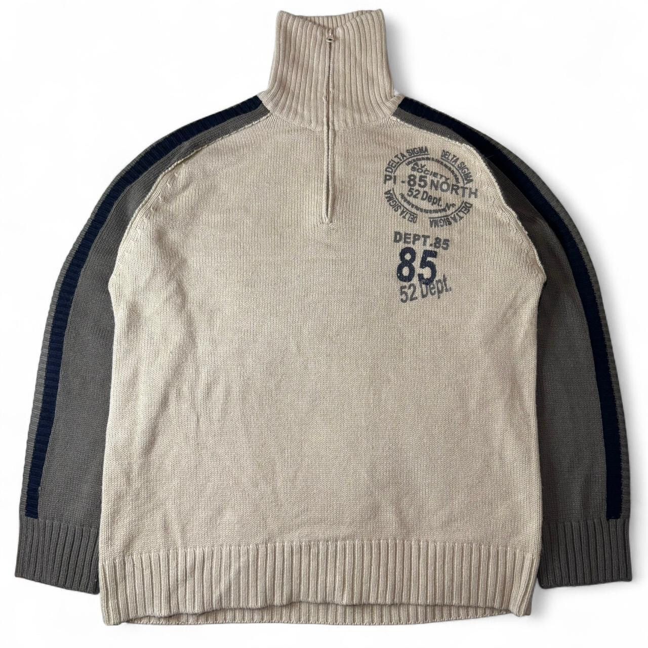 Vintage Vintage Y2K Beige Quarter Zip Turtleneck Knit Sweater - XL Size US XL / EU 56 / 4 - 1 Thumbnail