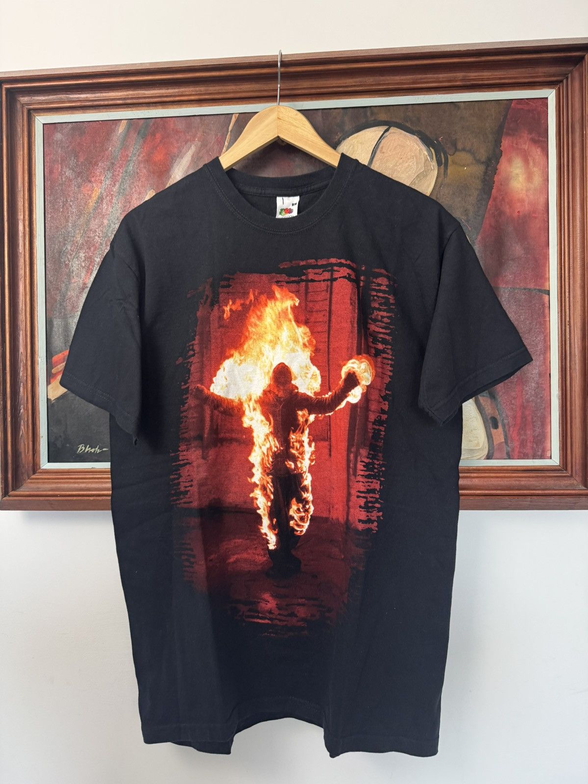 Band Tees Rare Vintage Y2k Rammstein Band Tee Rock Metal Fire Flame Size US M / EU 48-50 / 2 - 1 Thumbnail