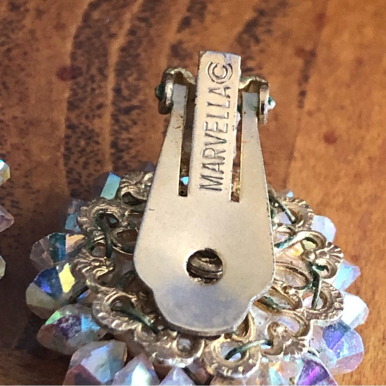 Vintage Vintage Marvella signed pearl crystal clip on earrings Size ONE SIZE - 4 Thumbnail