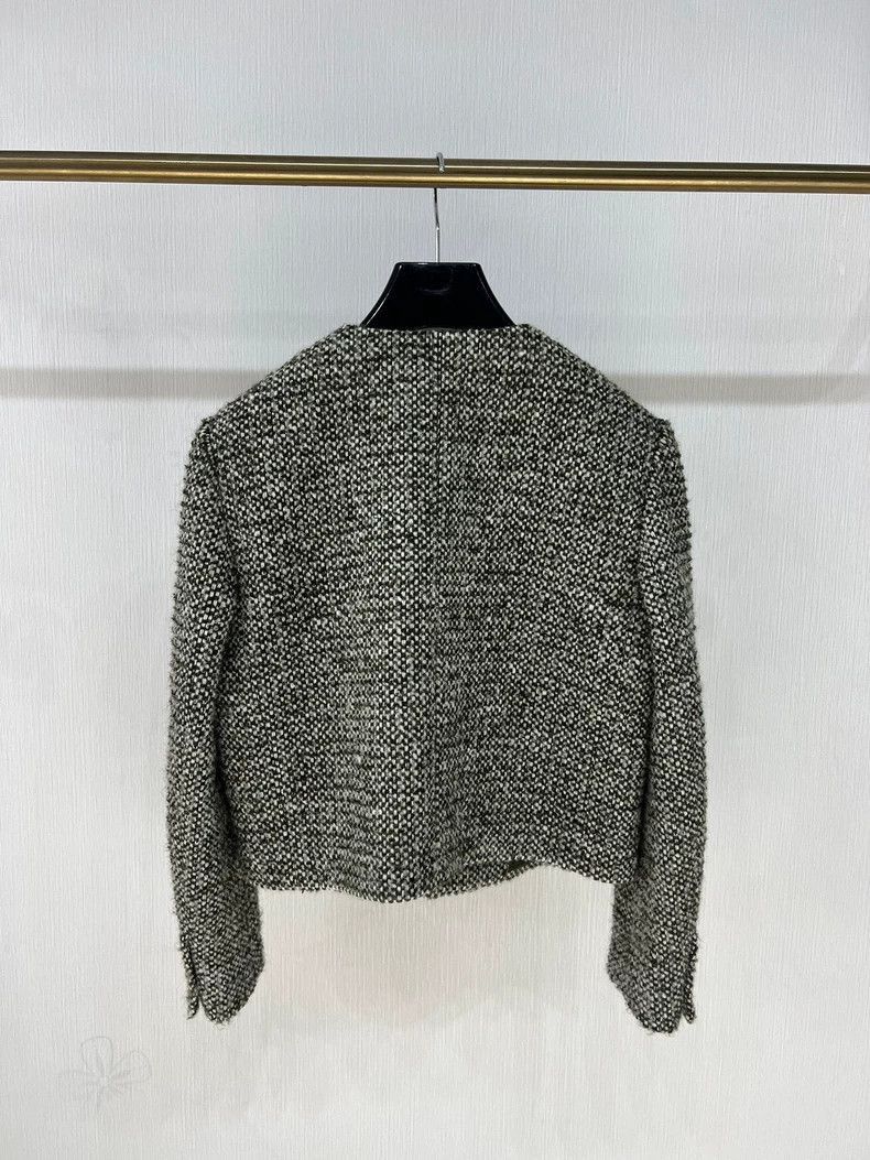 Celine Celine Gray Green Woven Tweed Jacket Size L / US 10 / IT 46 - 2 Thumbnail