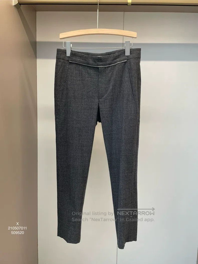 Brunello Cucinelli Brunello Cucinelli Dark Gray Beaded Raw Wool Casual Pants Size 26" / US 2 / IT 38 - 1 Thumbnail
