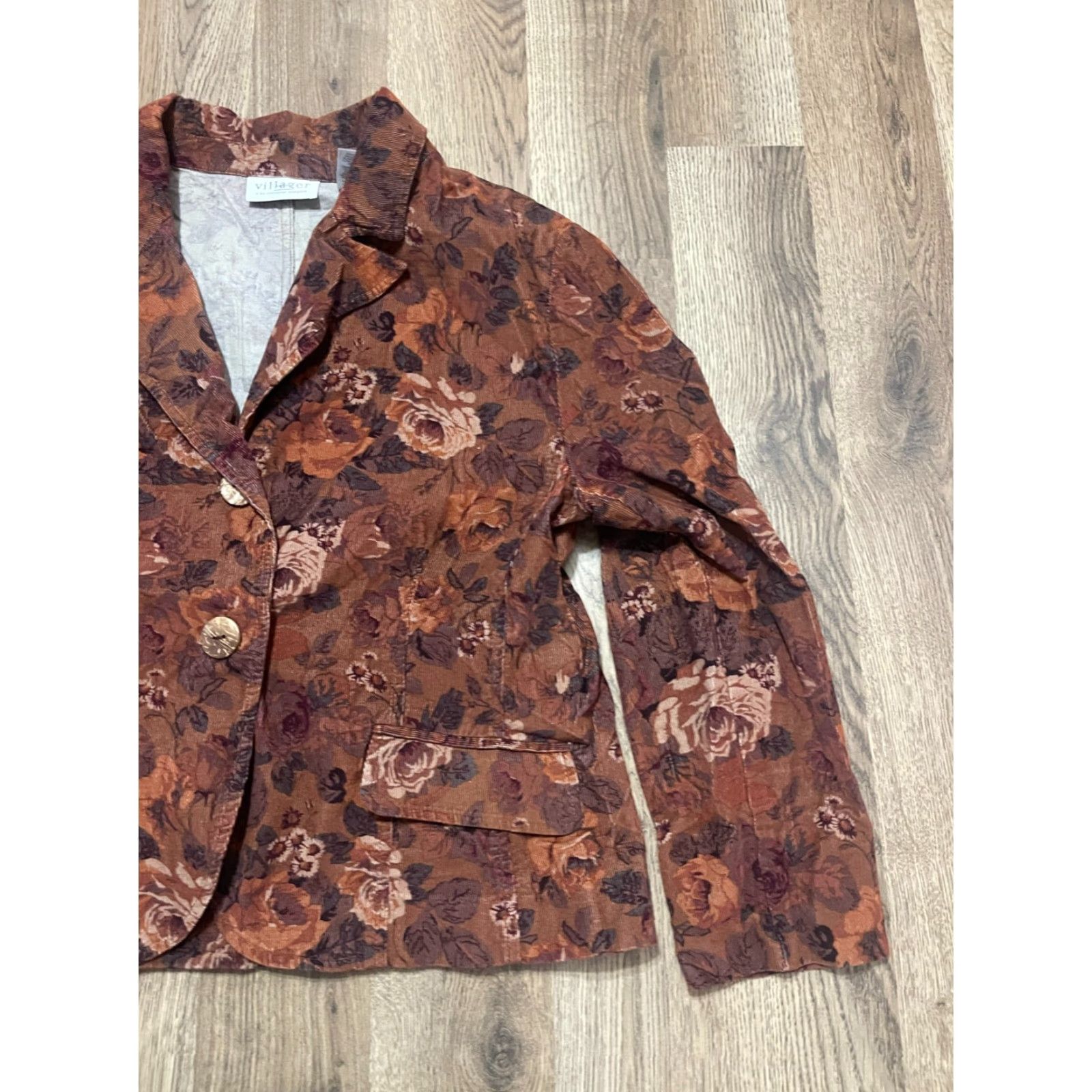 Liz Claiborne Liz Claiborne Blazer, Women's Size 14, Brown, Floral, Two Buttons Size XL / US 12-14 / IT 48-50 - 2 Thumbnail