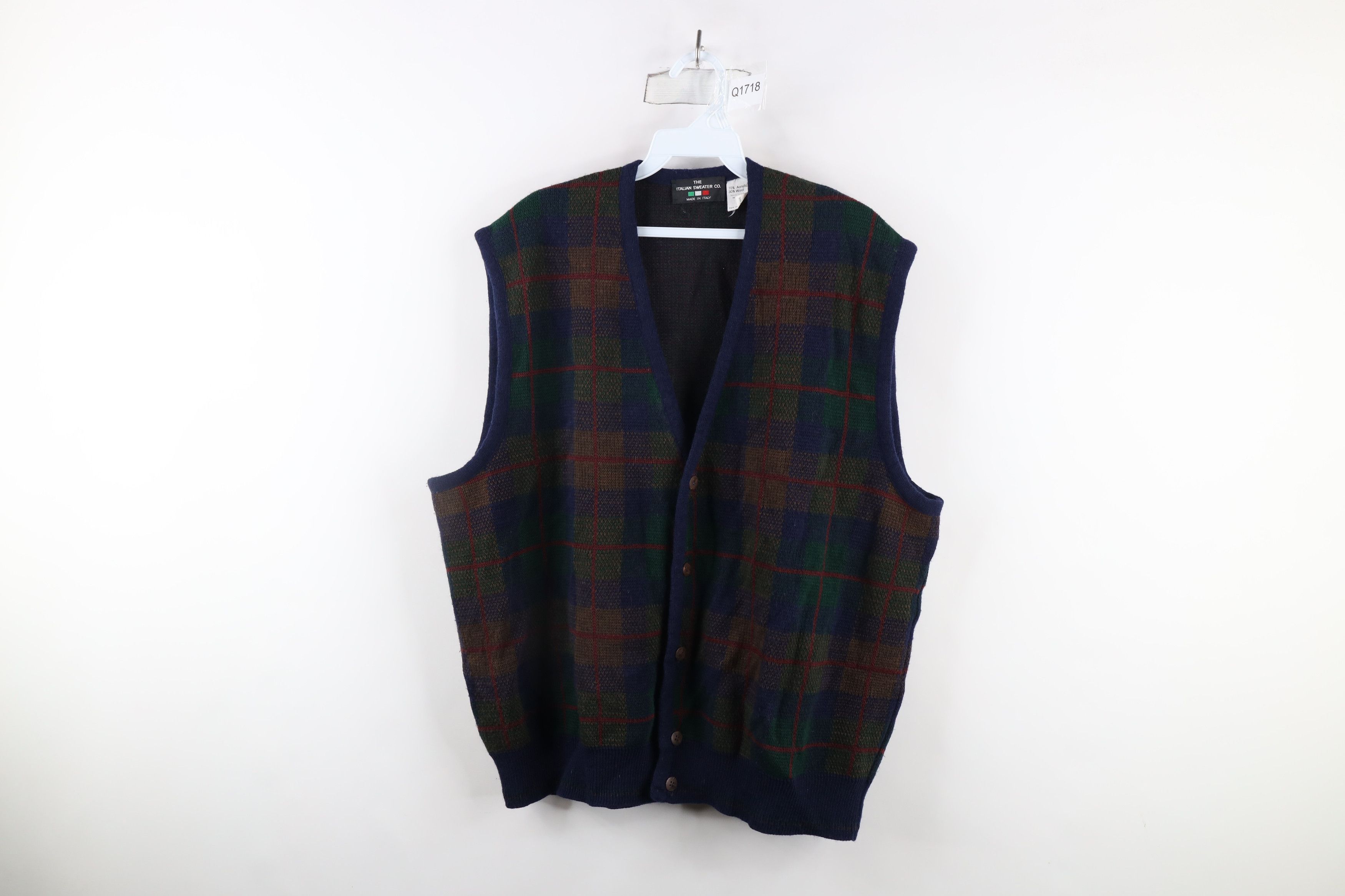 Vintage Vintage 90s Streetwear Knit Cardigan Sweater Vest Plaid Size US M / EU 48-50 / 2 - 1 Thumbnail