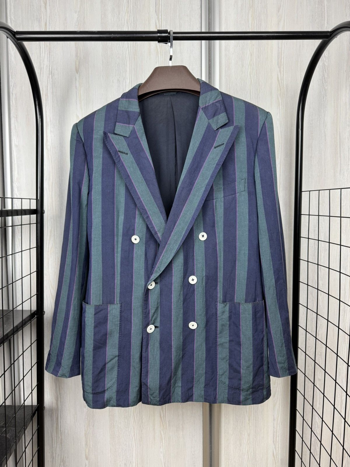 Alfred Dunhill Dunhill vintage double breasted made in Italy striped blazer Size 44R - 1 Thumbnail