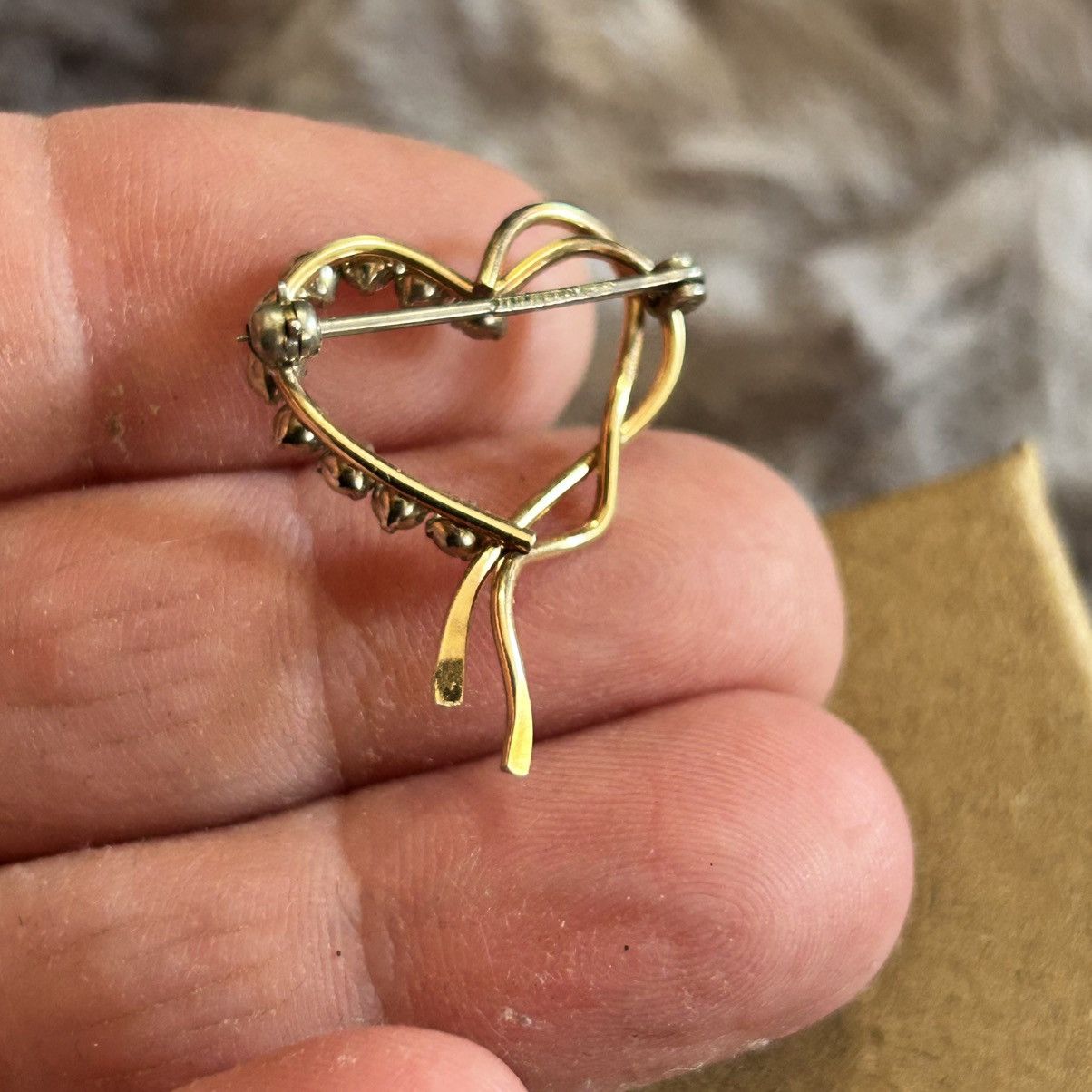 Vintage Vintage Krementz 14k gold filled clear stone heart brooch Size ONE SIZE - 3 Thumbnail