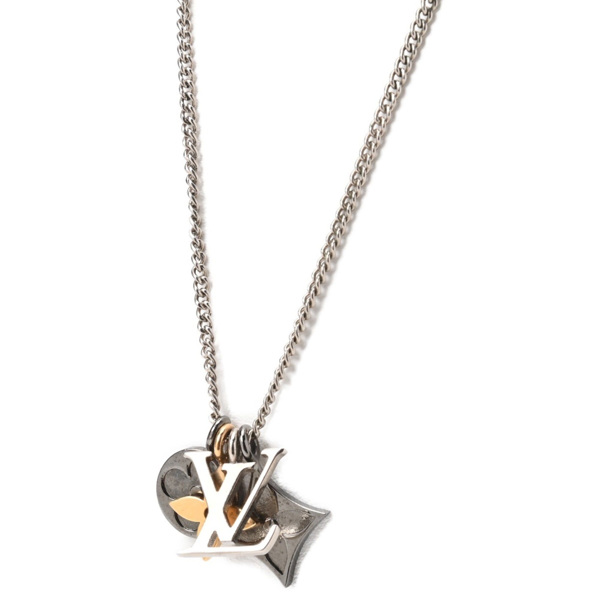 Louis Vuitton LOUIS VUITTON Pendant LV Instinct Necklace M00521 Chrome  Metal Silver Gold S-156193 | Grailed