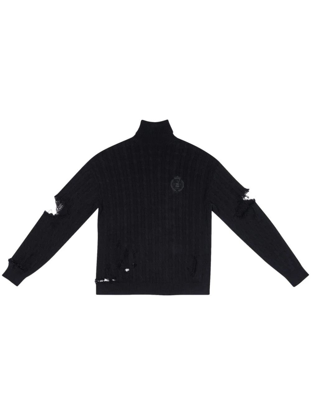 image of Balenciaga O1Mt1Gz0524 Creased Turtleneck Jumper In Black, Women's (Size XS)