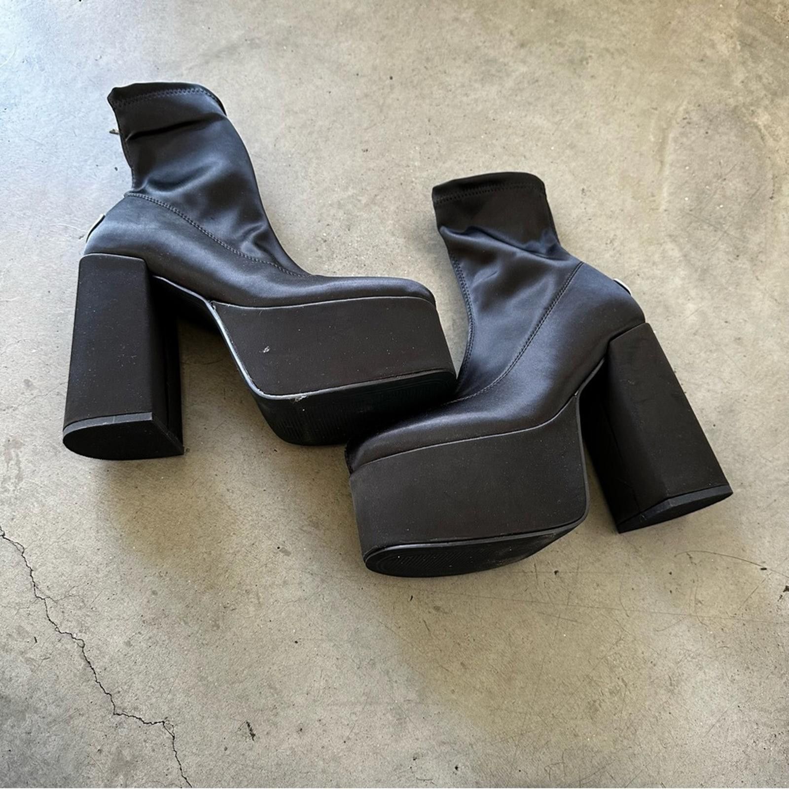 Other NOKWOL / Ellie platform ankle boots in satin / black Size US 7 / IT 37 - 6 Thumbnail