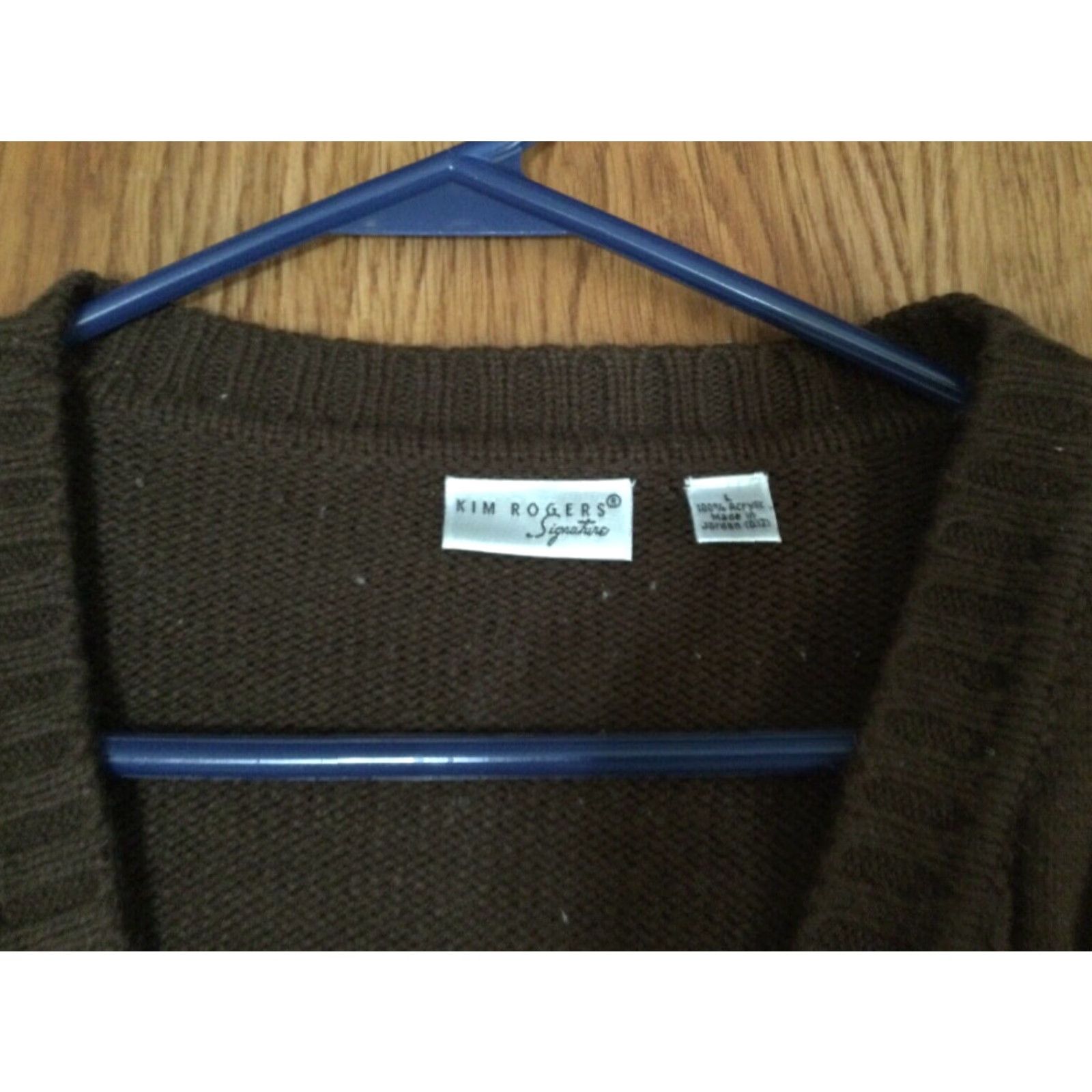 Vintage Kim Rogers Cardigan Sweater Women’s Large Brown Knit Single Button Pockets Size L / US 10 / IT 46 - 2 Thumbnail