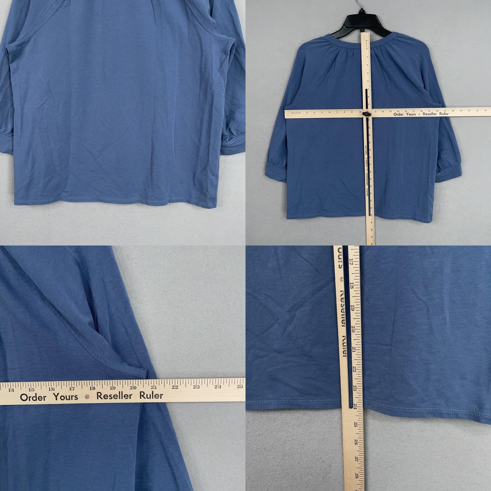J. Jill Pure Jill French Terry Blue Womens Small Pullover Shirt - Casual - 3/4 Sleeve - Cotton Blend - Waist Size - 0.99 Size S / US 4 / IT 40 - 8 Thumbnail