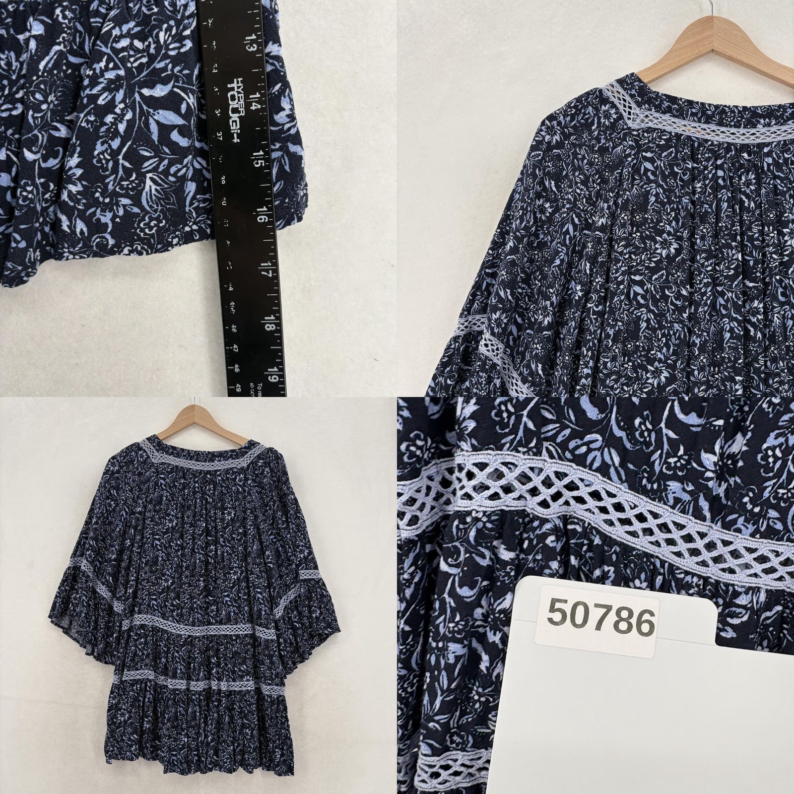 Free People Free People Blouse Tunic Womens S Floral Square Neck Bell Sleeve Crochet Boho Lightweight Casual Cubist? Size S / US 4 / IT 40 - 8 Thumbnail