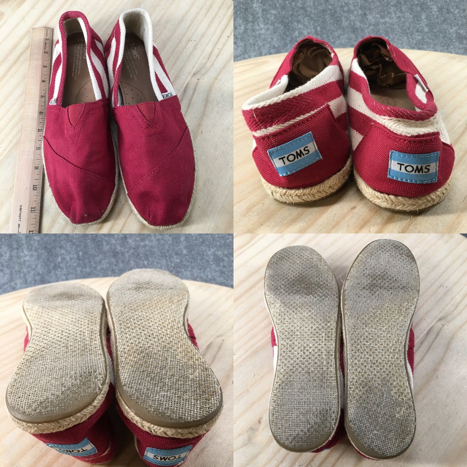 Toms TOMS Womens 9.5 Espadrille Red Canvas Comfort Casual Low Top Flats Size L / US 10 / IT 46 - 8 Thumbnail