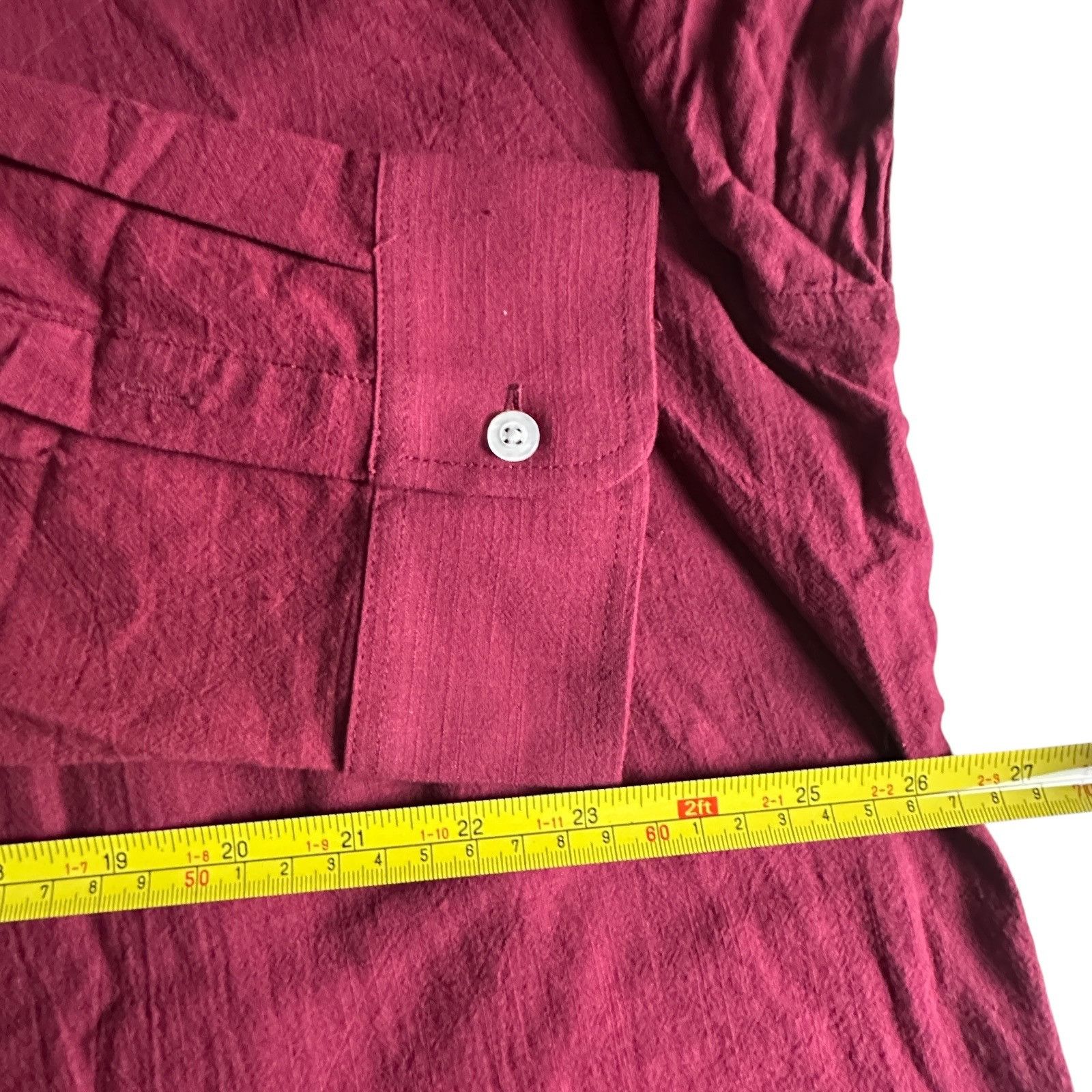 Uru Mens Long Sleeve Burgundy Henley Shirt By URRU Mandarin Coll Size US L / EU 52-54 / 3 - 5 Thumbnail