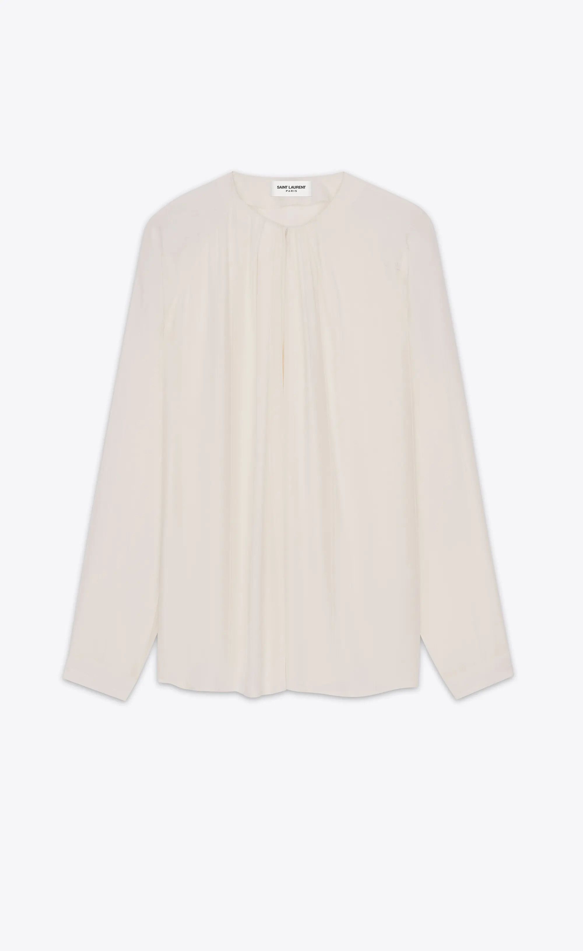 Saint Laurent Paris o1la1rc1a1225 754938 Blouse in Matte Shiny Striped Silk Size US XL / EU 56 / 4 - 1 Thumbnail