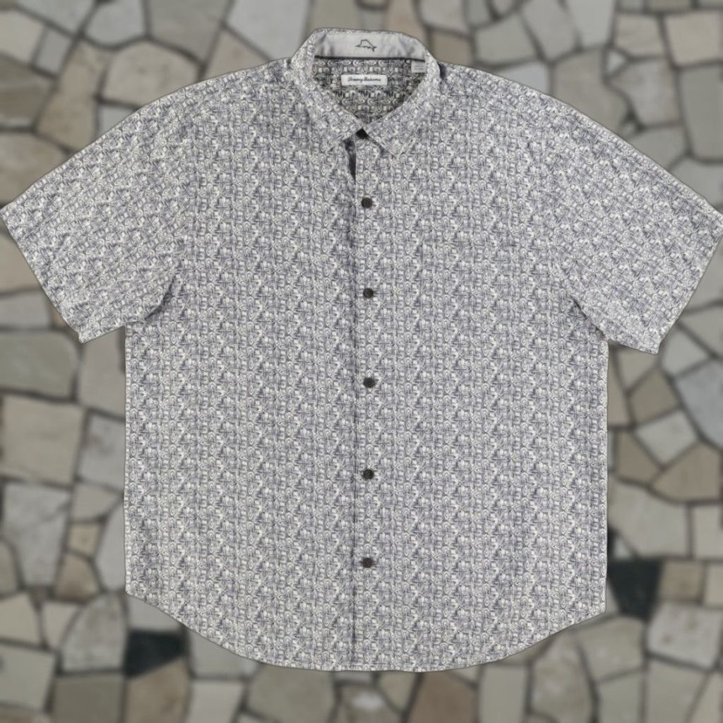Tommy Bahama Tommy Bahama Camp Hawaiian Silk Geometric Button Up Shirt Black Men's XL Shirt Mens XL Black Geometric Camp Hawaiian Silk Button Up Shirt Tommy Bahama Size US XL / EU 56 / 4 - 1 Thumbnail