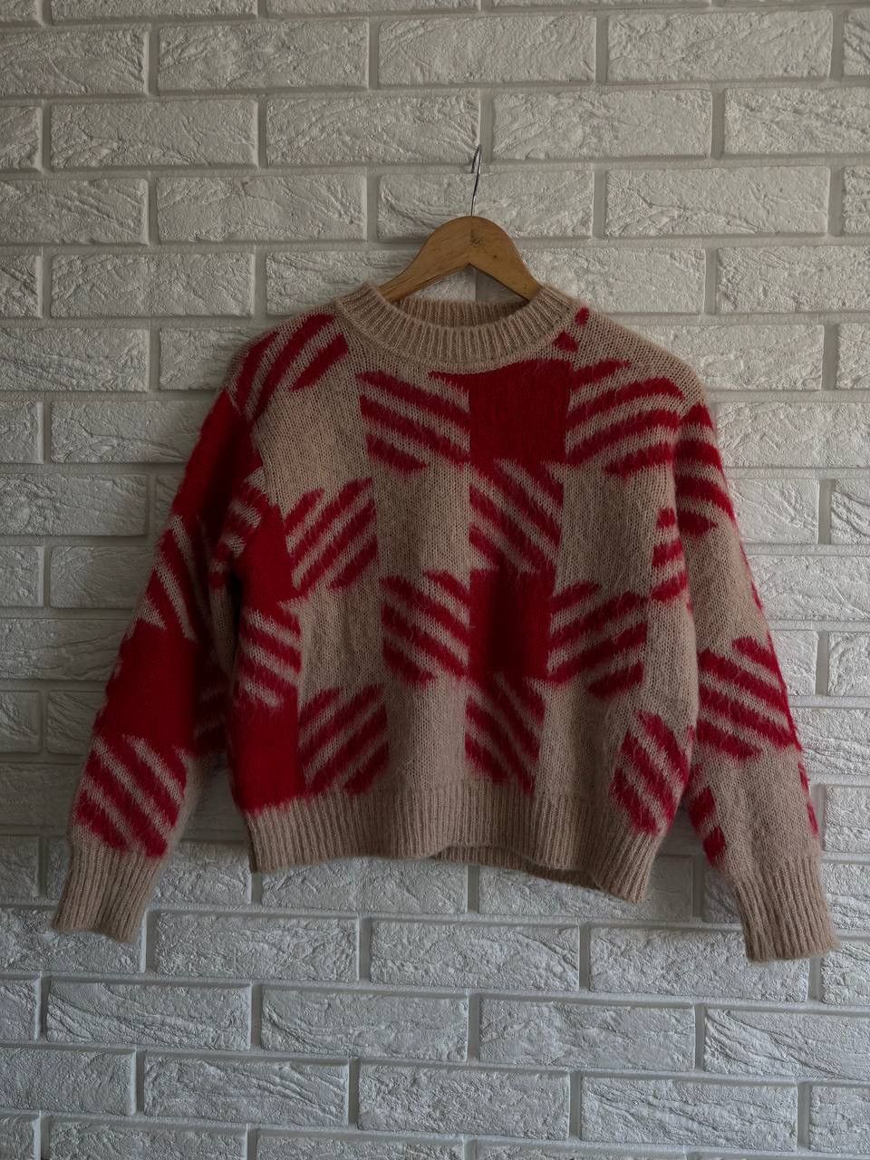 Sandro Sandro Ginn Checked Jacquard Sweater in Red RRP~380$ Size S / US 4 / IT 40 - 2 Thumbnail