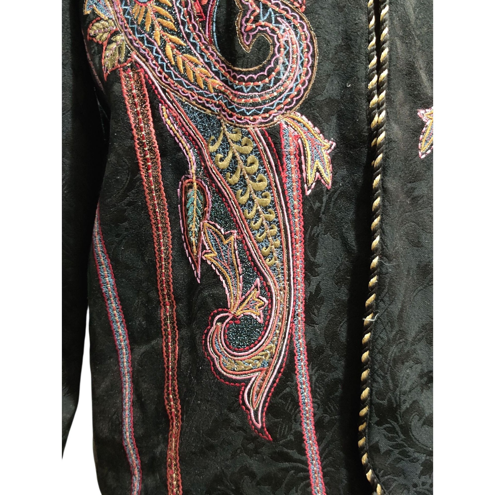 Coldwater Creek Coldwater Creek M Womens Black Jacquard Embroidered Paisley Size M / US 6-8 / IT 42-44 - 3 Thumbnail