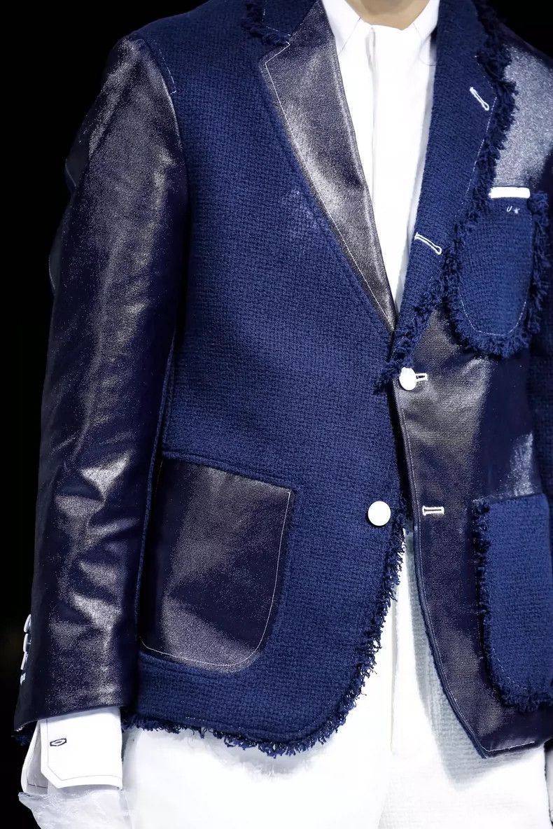 Thom Browne Thom Browne size3 Blue and white patchwork illusion suit pa Size 38R - 4 Thumbnail