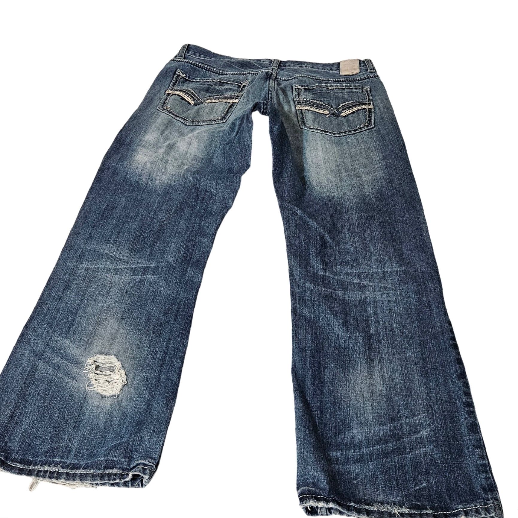 Denime Helix Relaxed Boot Jeans Mens 34x30 Medium Wash Distressed Embroidered Denim Jeans Bootcut Mens 34 Blue Distressed Embroidered Denim Jeans Size US 34 / EU 50 - 3 Thumbnail