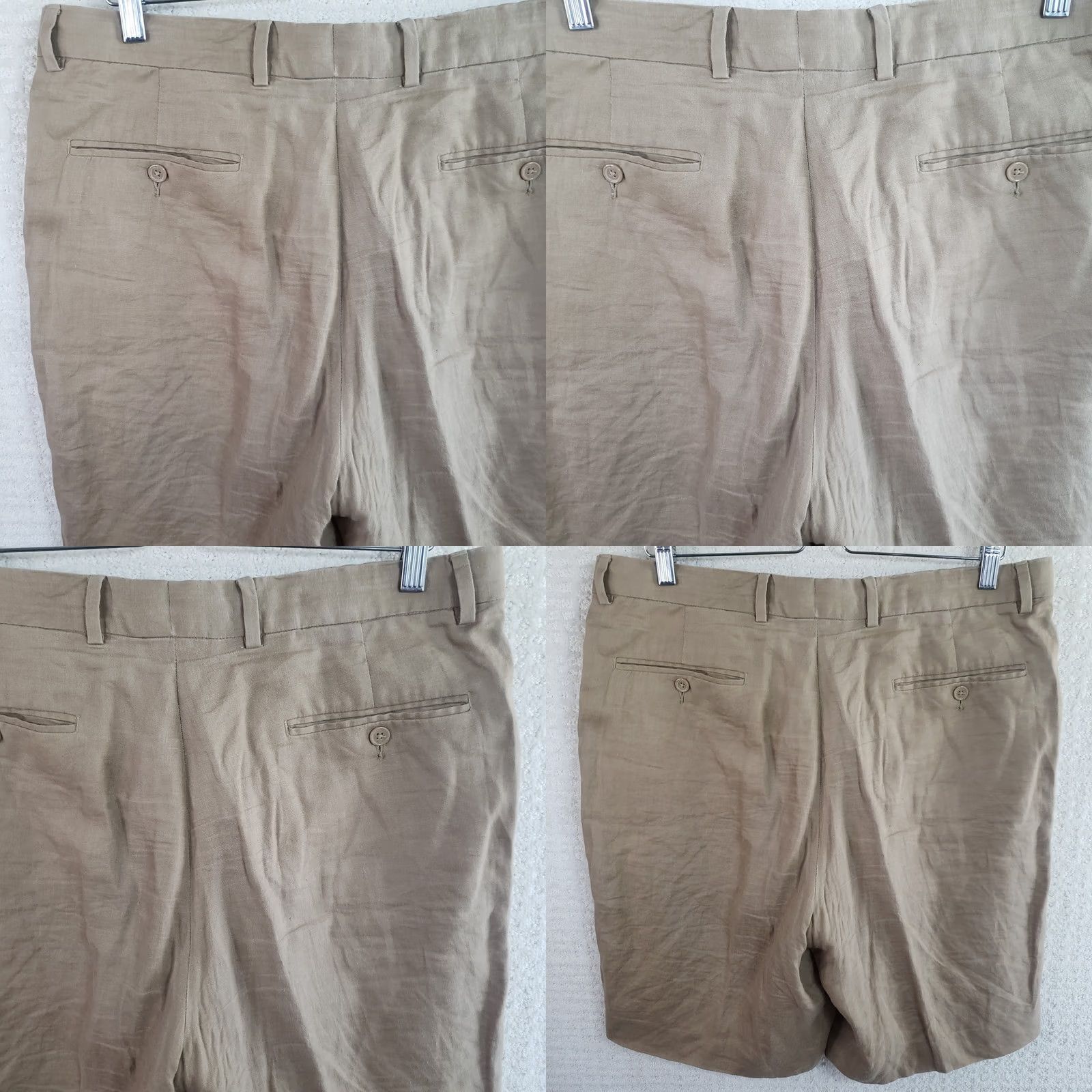Vintage Cub Cabana 100% Linen Pleated Shorts Bermuda Men Beige 35x10 Casual Polo Golf Summer Knit? Size US S / EU 44-46 / 1 - 8 Thumbnail