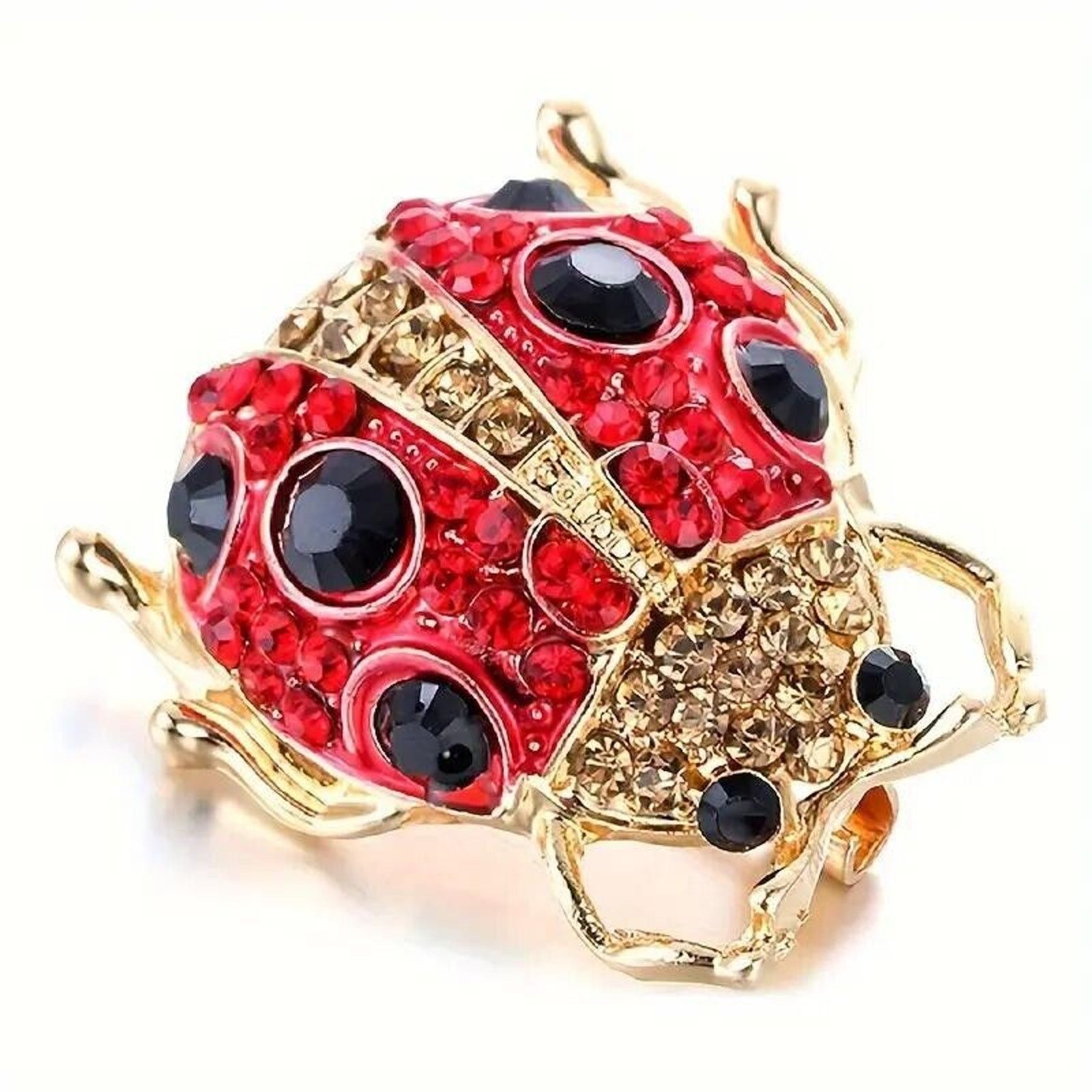 Other Gorgeous LadyBug Lady Bird Brooch • Rhinestones •Goldtone Size ONE SIZE - 2 Thumbnail