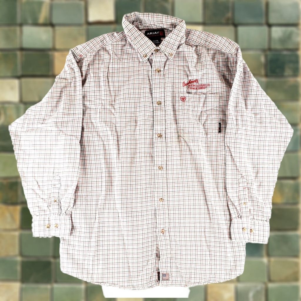 Ariat Ariat Button Down Shirt CAT2 2112 Check Plaid White Red Blue Mens XXL Long Sleeve White Mens 2XL (Light Soiling) Size US XXL / EU 58 / 5 - 1 Thumbnail