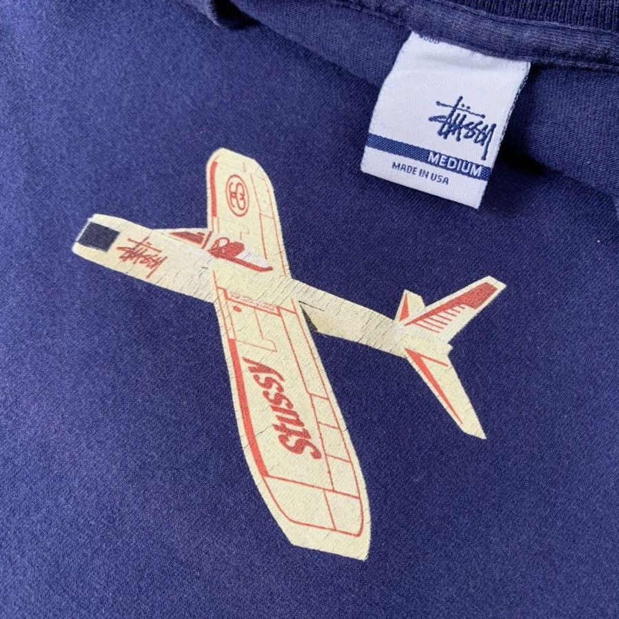Stussy Vintage 90s Stüssy Glider Airplane Logo T-Shirt Size US M / EU 48-50 / 2 - 4 Thumbnail