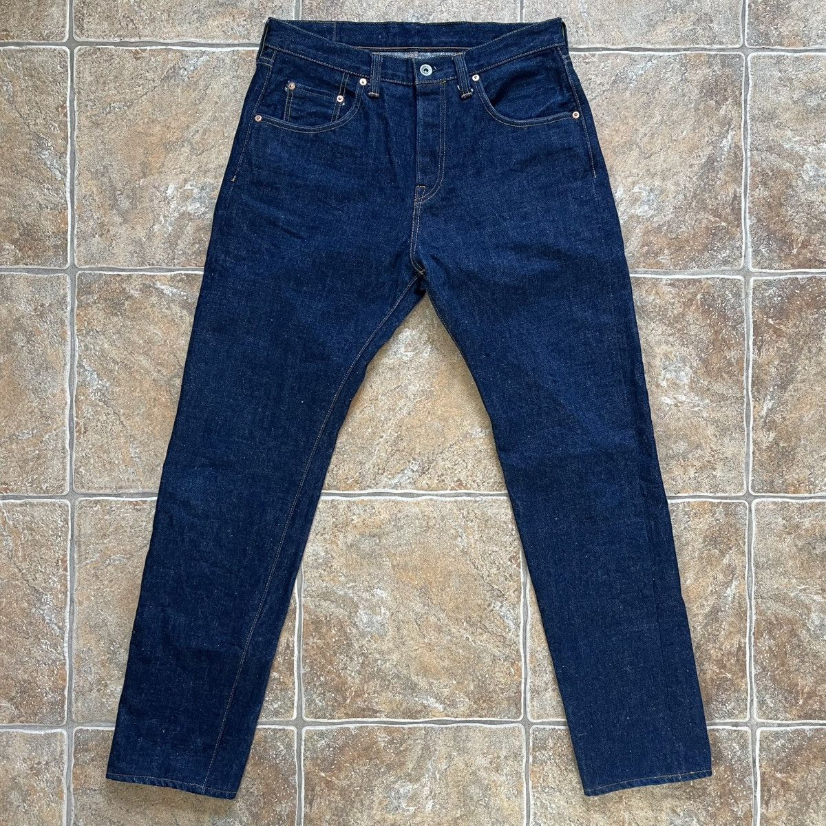 Samurai Jeans Samurai Jeans S211AX 18oz Ai Benkei, Relaxed Tapered, 35x32 Size US 35 - 1 Thumbnail