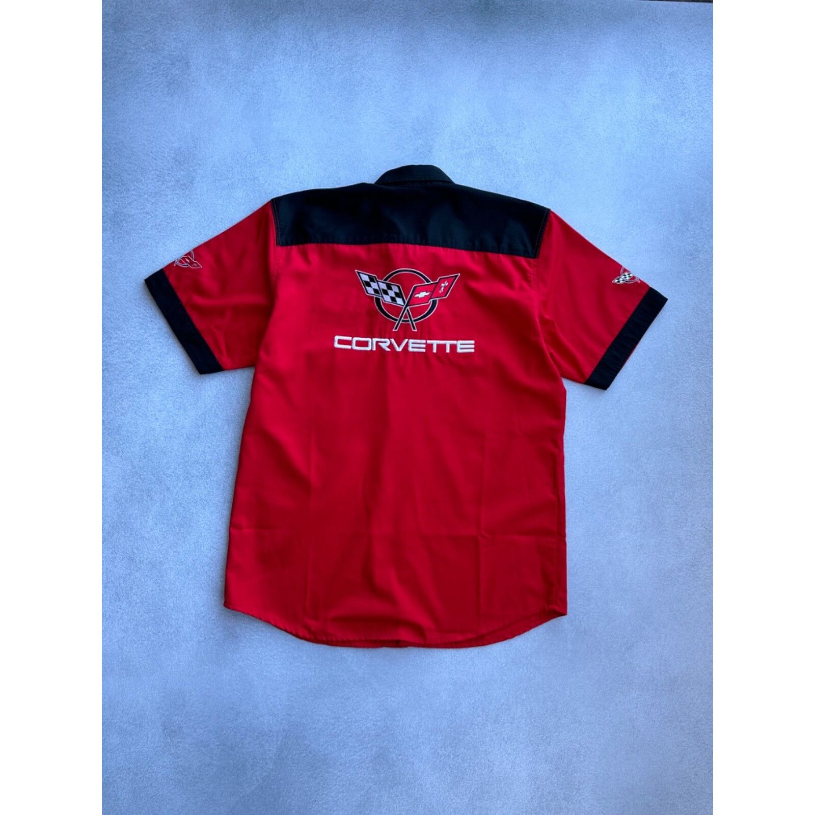 Chevrolet VTG Chevrolet Corvette Racing Red Short Sleeve Buttons Shirt Size US XL / EU 56 / 4 - 8 Thumbnail
