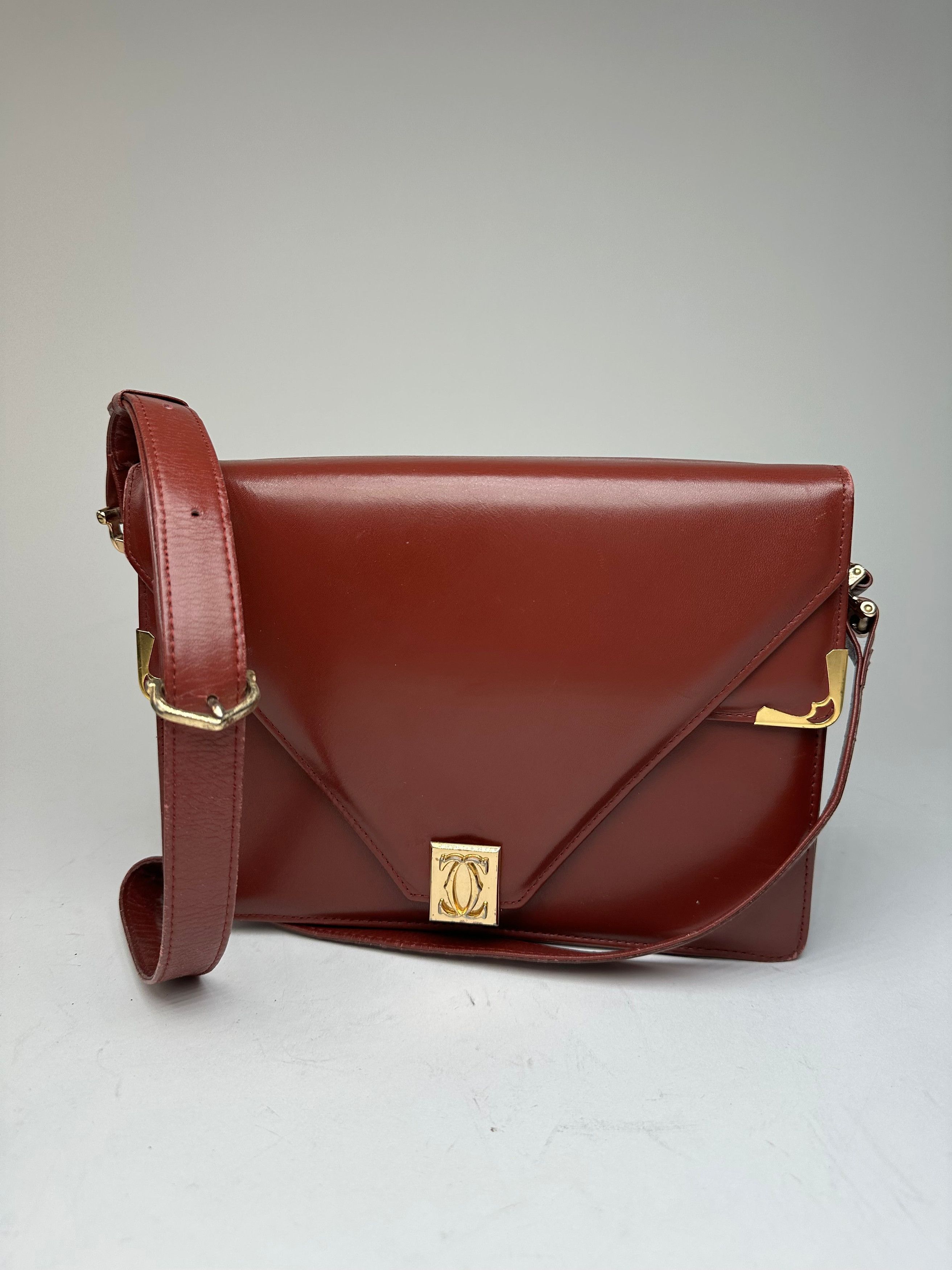 Cartier Vintage Leather Shoulder Bag Burgundy Size ONE SIZE - 1 Thumbnail