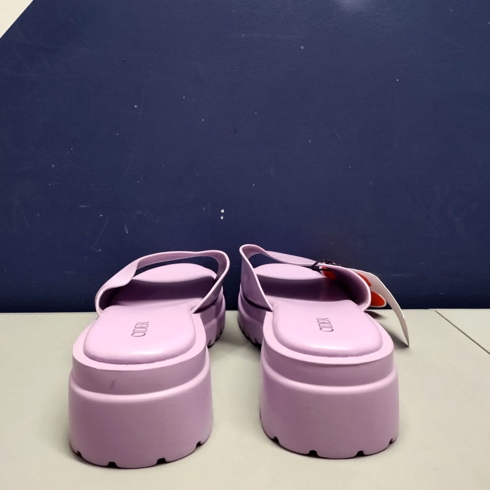 Cider Cider Single Band Slippers Womens US 10 Purple Faux Leather Block Heel Open Toe Size US 10 / IT 40 - 3 Thumbnail