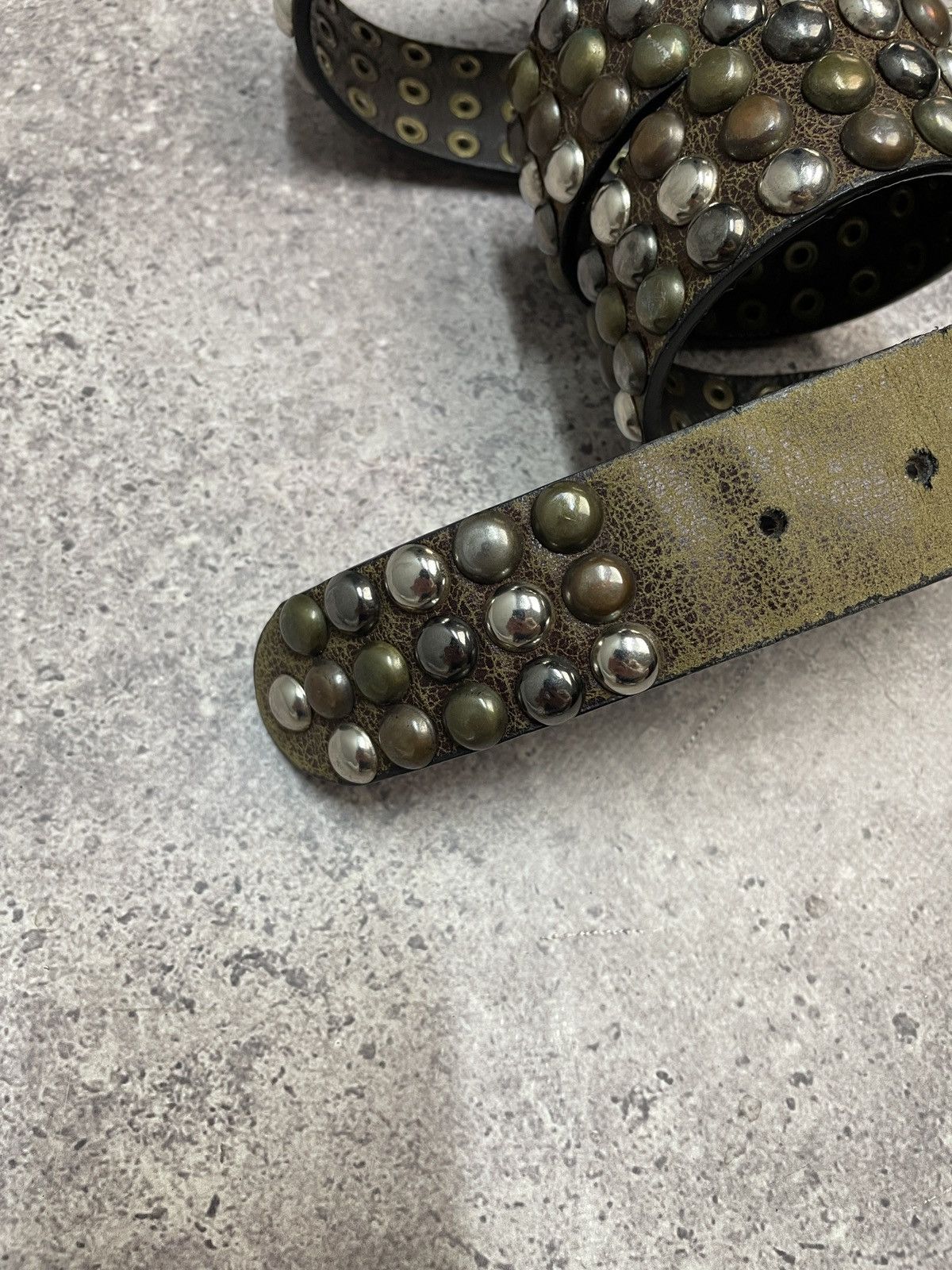 Vintage Diesel Belt Y2K Rhinestones Punk Leather size 32/34