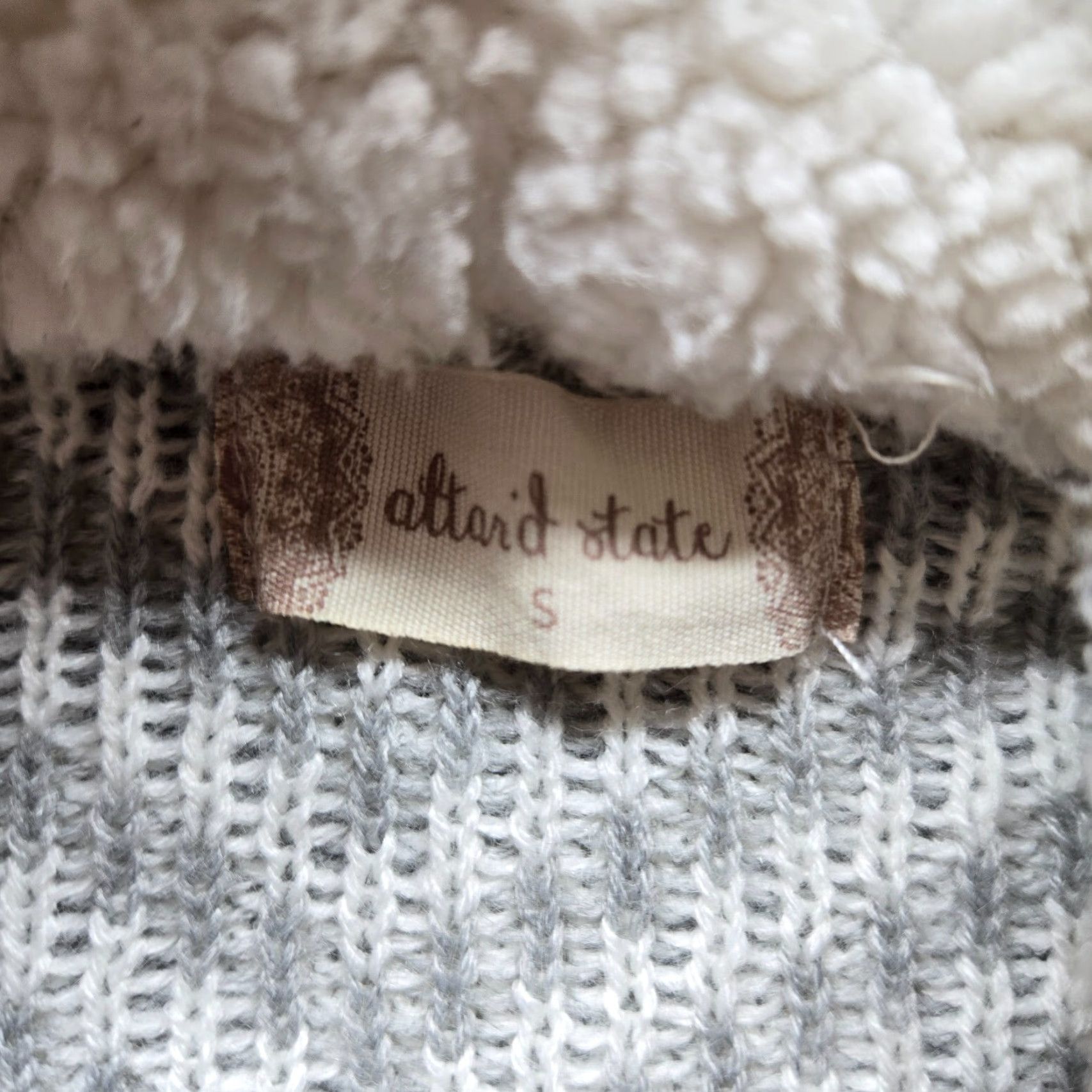 Vintage Altar'd State Cardigan Sweater Open Front Striped Mauve Gray White Adult Women's S Small Regular Size Small Size S / US 4 / IT 40 - 3 Thumbnail