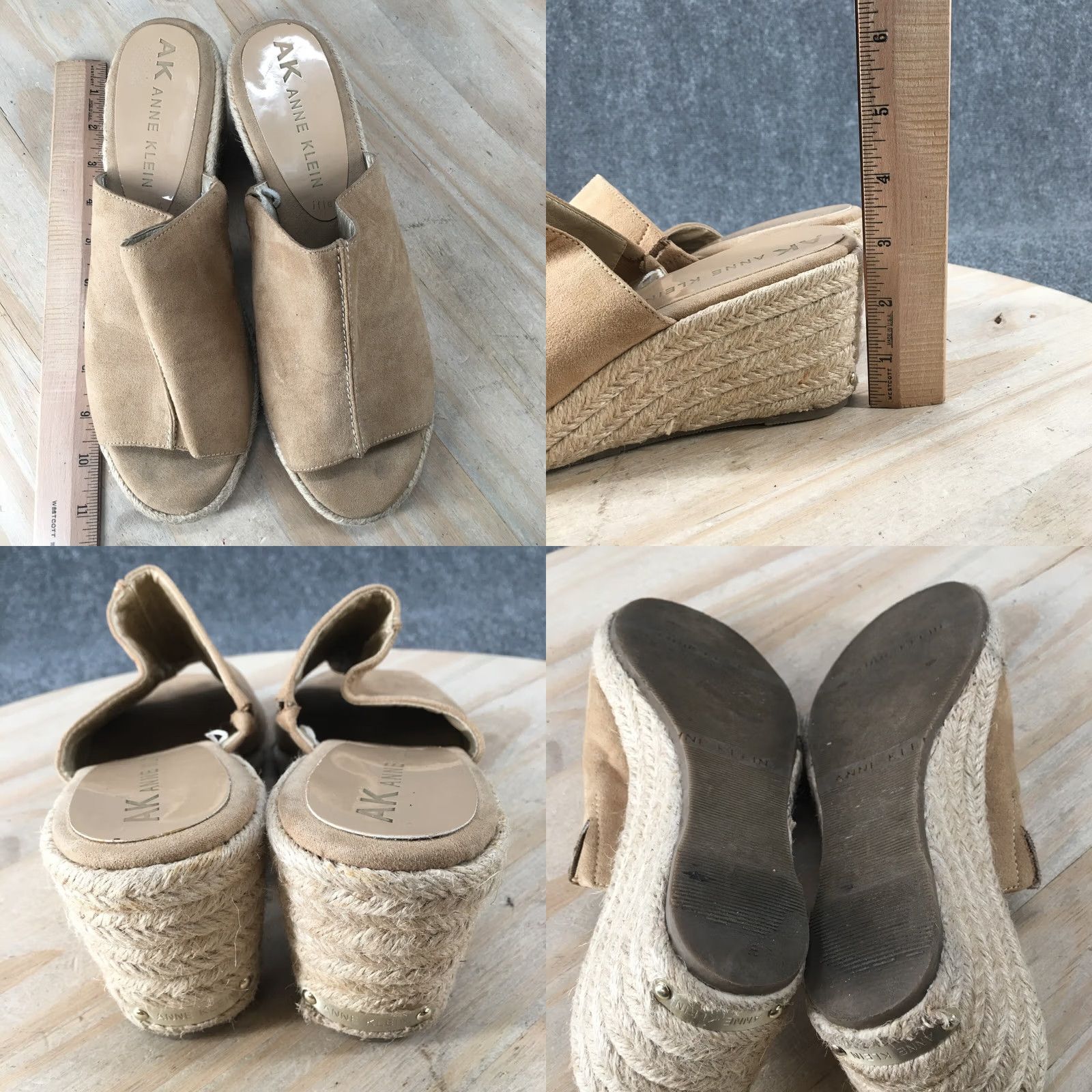 Anne Klein Anne Klein Sandals Womens 8.5 M Akidette Wedge Espadrille Slide Beige Fabric Size US 9 / IT 39 - 8 Thumbnail
