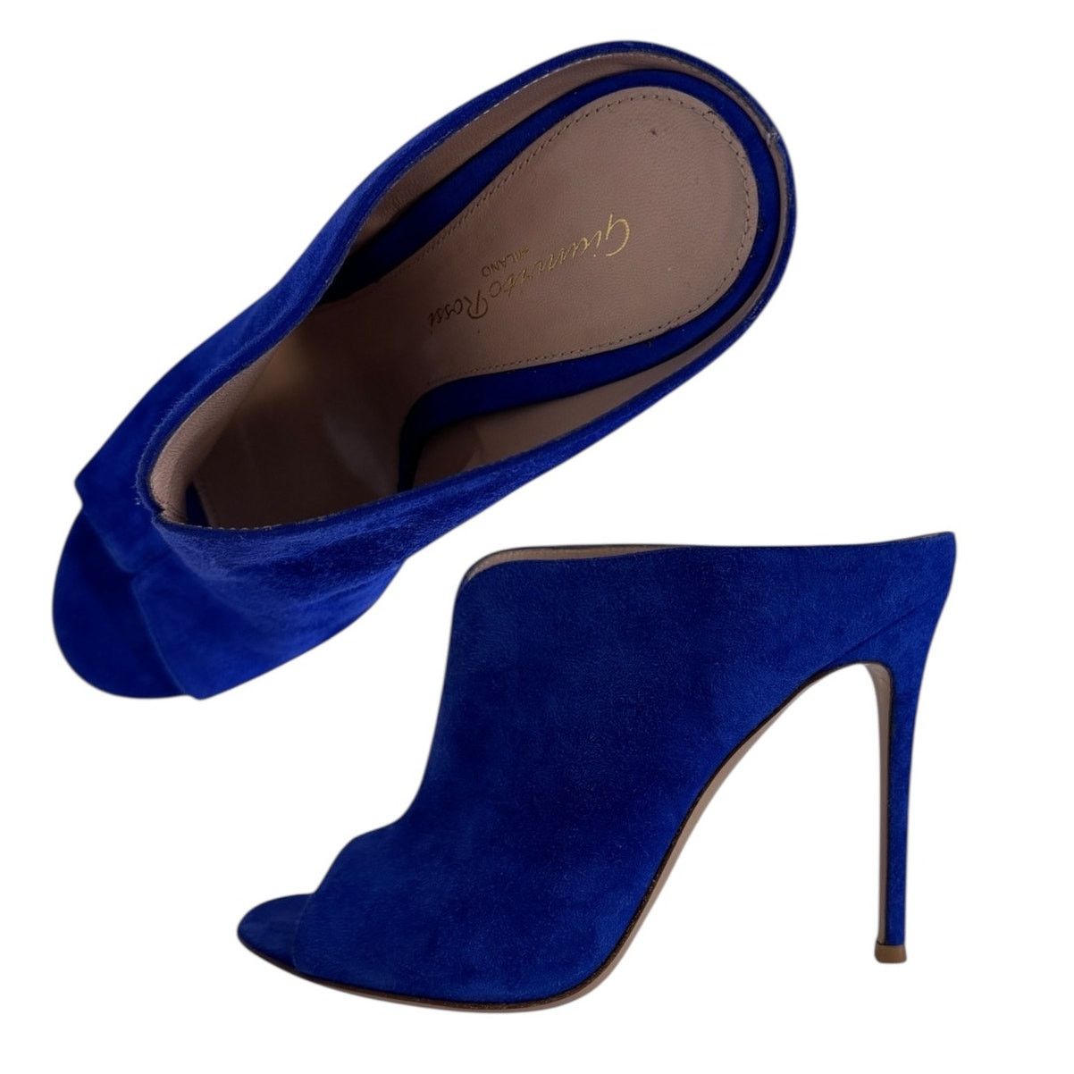 Gianvito Rossi Gianvito Rossi Italy Cobalt Blue Suede Mule Heels Sz 37 Size US 6.5 / IT 36.5 - 7 Thumbnail