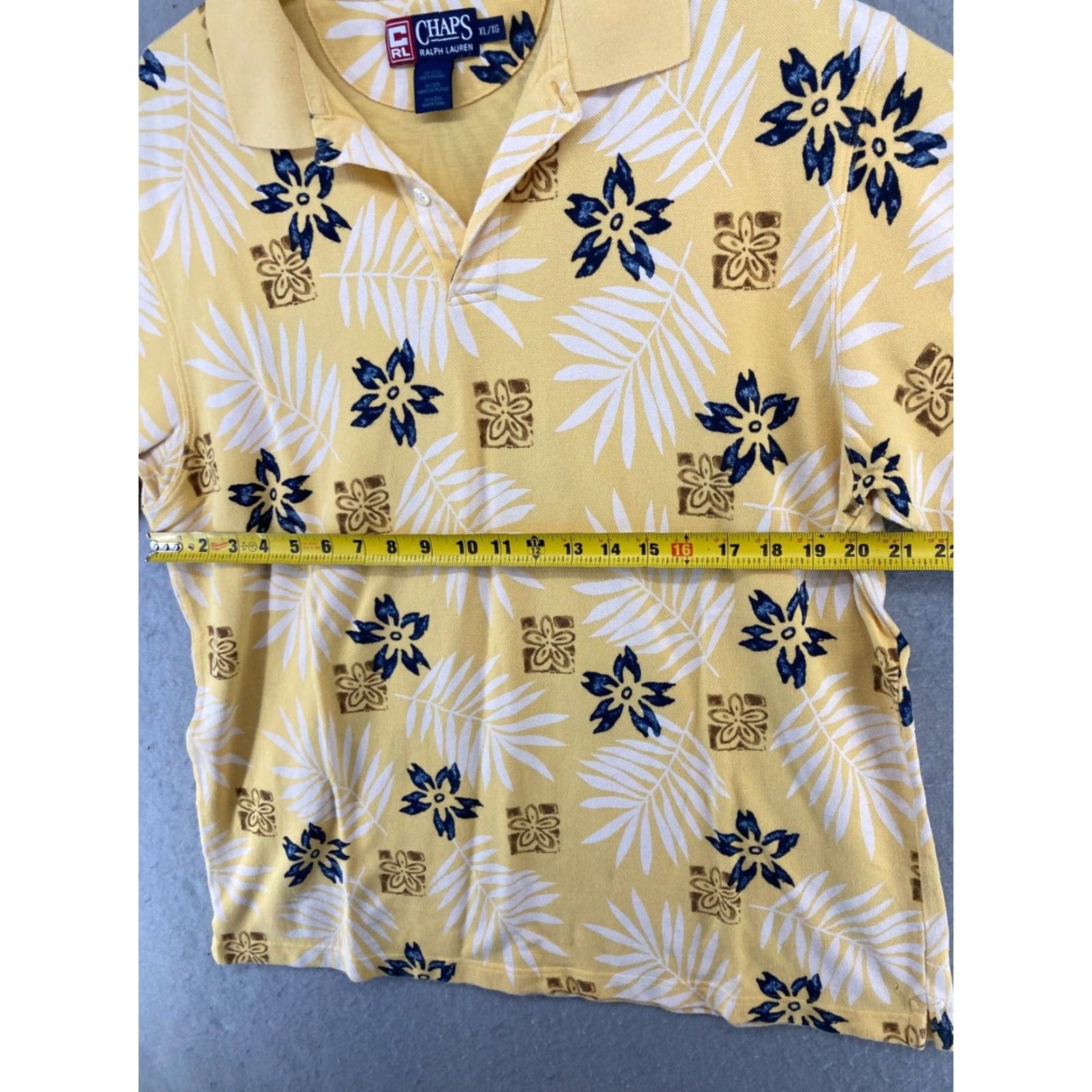Ralph Lauren VINTAGE Ralph Lauren Chaps Polo Shirt Men's Short SleeveXL Yellow Floral Tropical Casual Size US XL / EU 56 / 4 - 2 Thumbnail
