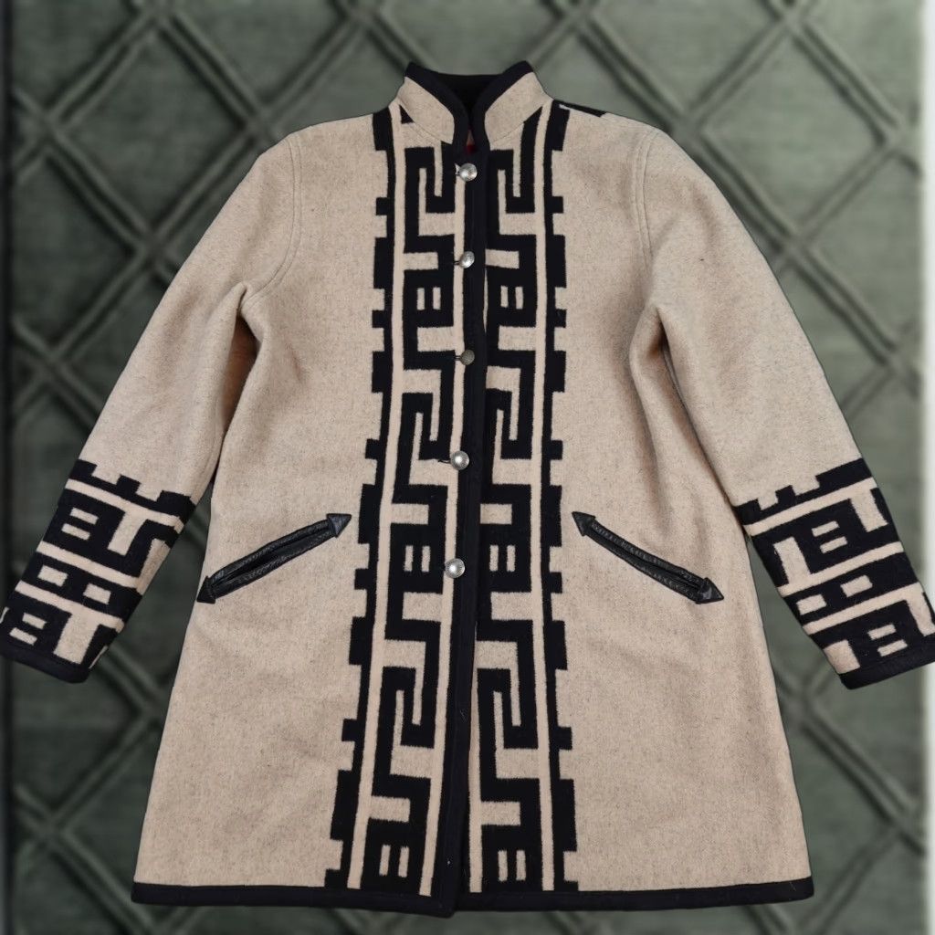 Native Native Santa Fe Coat Mens Medium Beige Wool Tribal Western Patterned Size US M / EU 48-50 / 2 - 1 Thumbnail