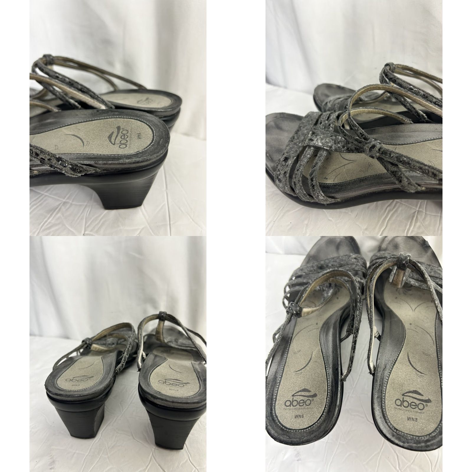 Vintage Abeo Platform Wedge Heels Black Snakeskin T-Strap Slip-On Womens Size 8 Sandals Size US 6 / IT 36 - 8 Thumbnail