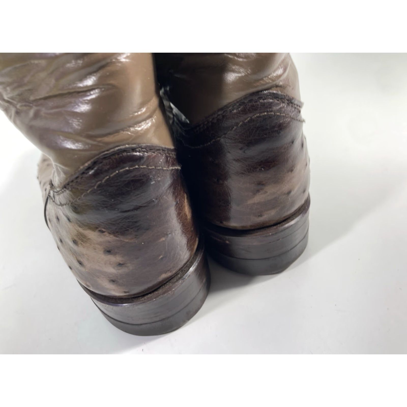 Justin Boots Justin Boots Full Quill Ostrich Boots Women Size 6 A Narrow Taupe Exotic Leather Y4283 Western Leather Buckle Brown Size US 6 / IT 36 - 7 Thumbnail