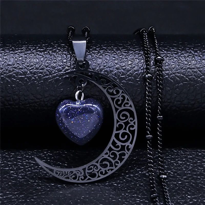 Jewelry Moon Heart Pendant Charms Necklace Emblem Talisman Size ONE SIZE - 4 Thumbnail