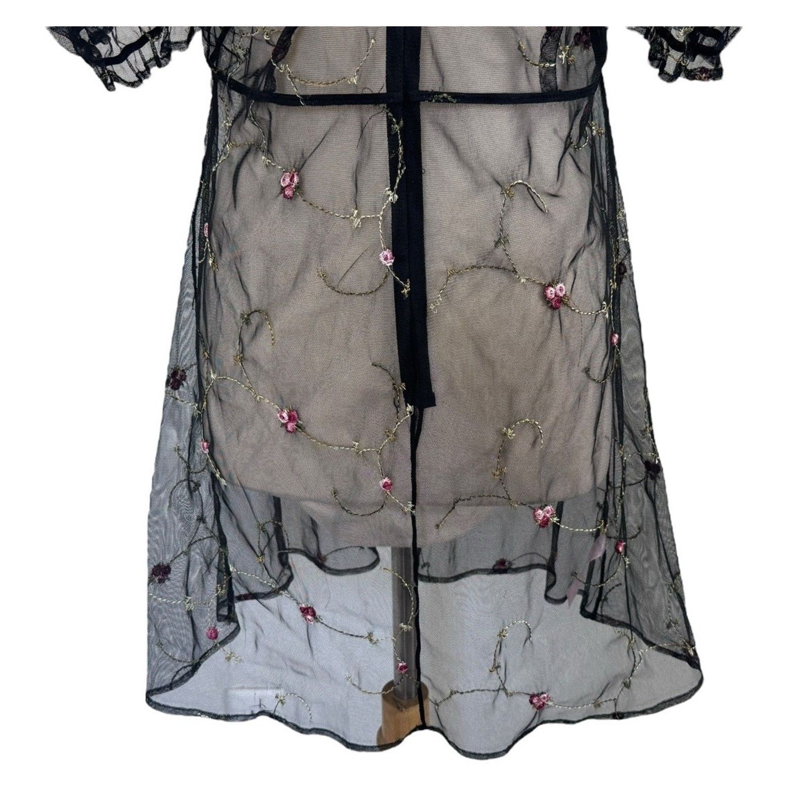 Dolls Kill Dolls Kill SUGAR THRILLZ Sheer Embroidered Puff Sleeve Dress Size XXL / US 16-18 / IT 52-54 - 10 Thumbnail