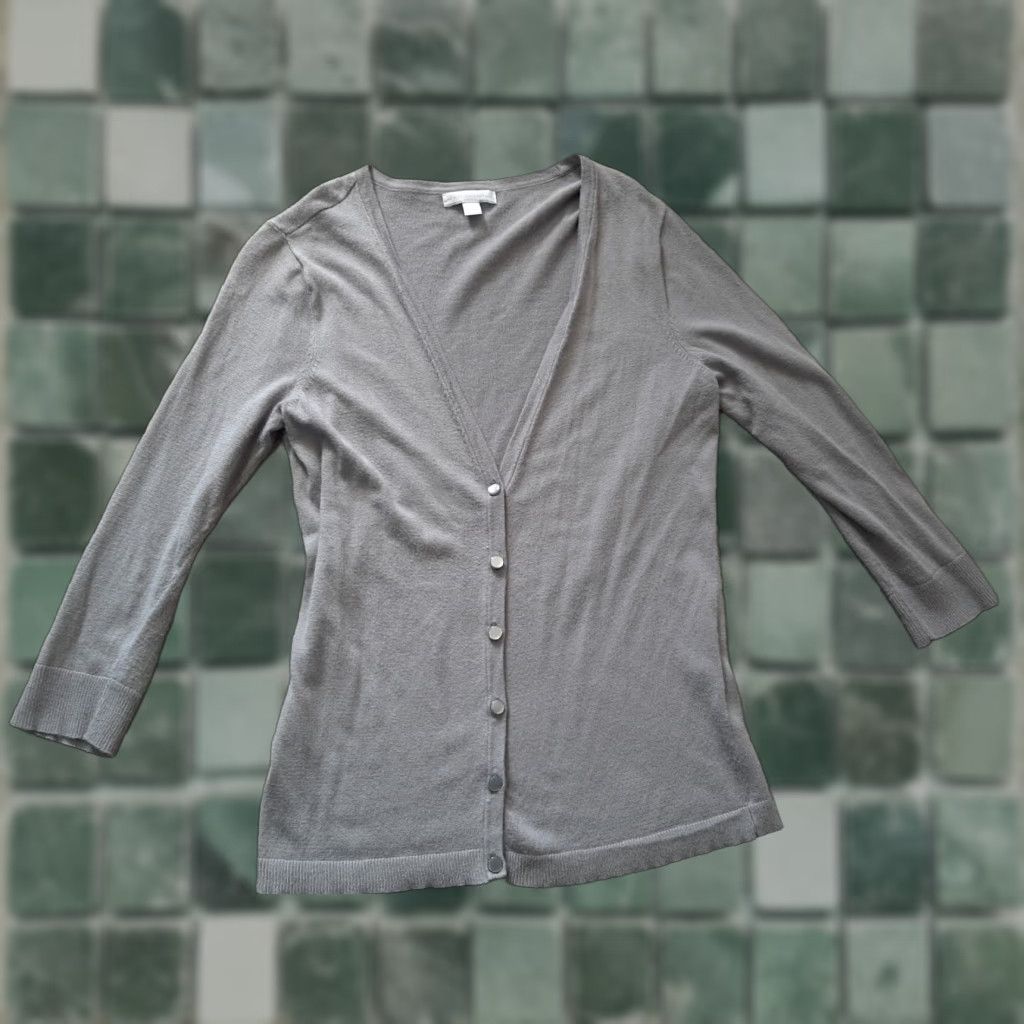 Vintage New York and Company Sweater Cardigan Women M gray solid Long Sleeve Casual Vintage? Size M / US 6-8 / IT 42-44 - 1 Thumbnail