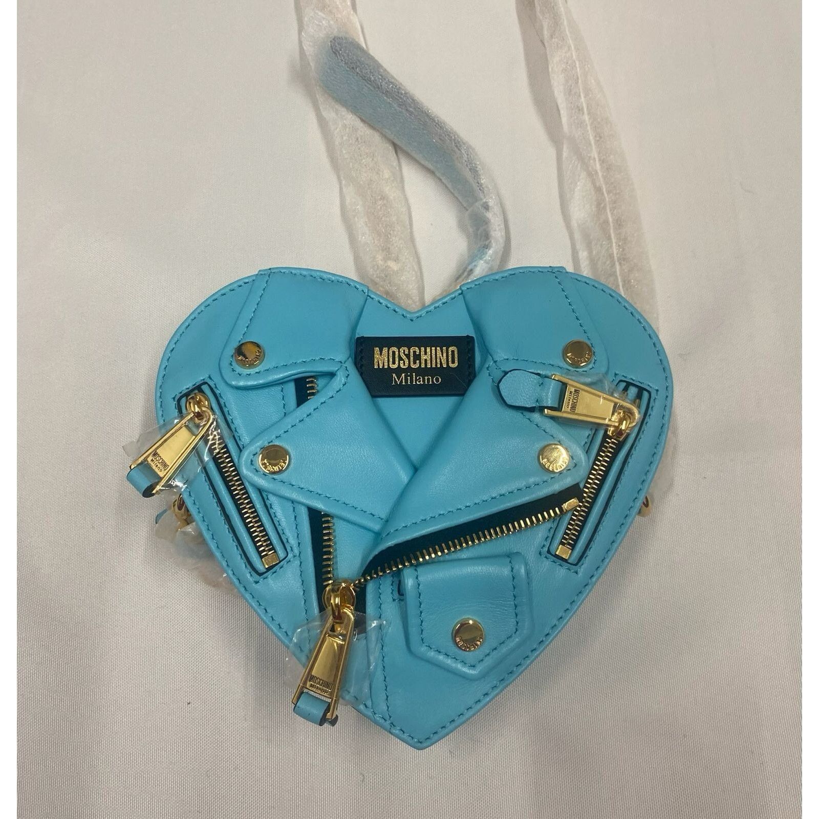 Moschino SS22 MOSCHINO Couture Jeremy Scott Turquoise Heart Biker Bag Size ONE SIZE - 5 Thumbnail