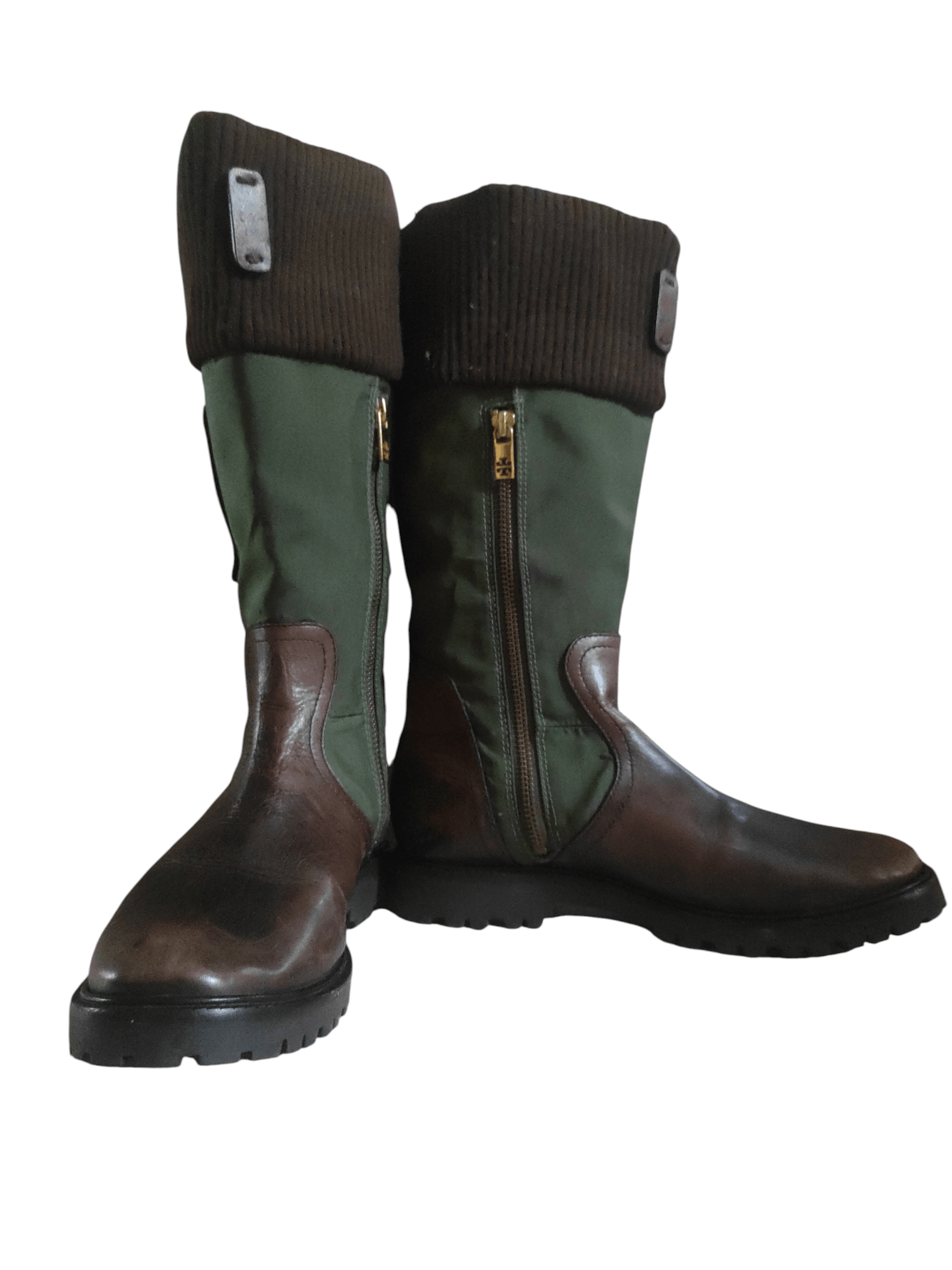 Tory Burch Tory Burch Military Green & Brown Leather Riding Boots. Size US 7.5 / IT 37.5 - 5 Thumbnail